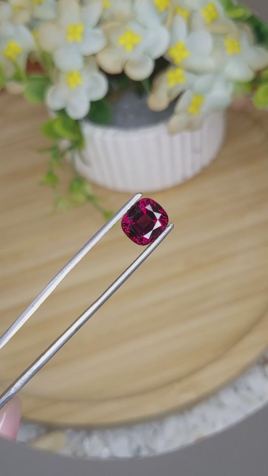 3.74 Ct. Purplish Red Rhodolite Garnet from Ceylon (Sri Lanka) Size Video