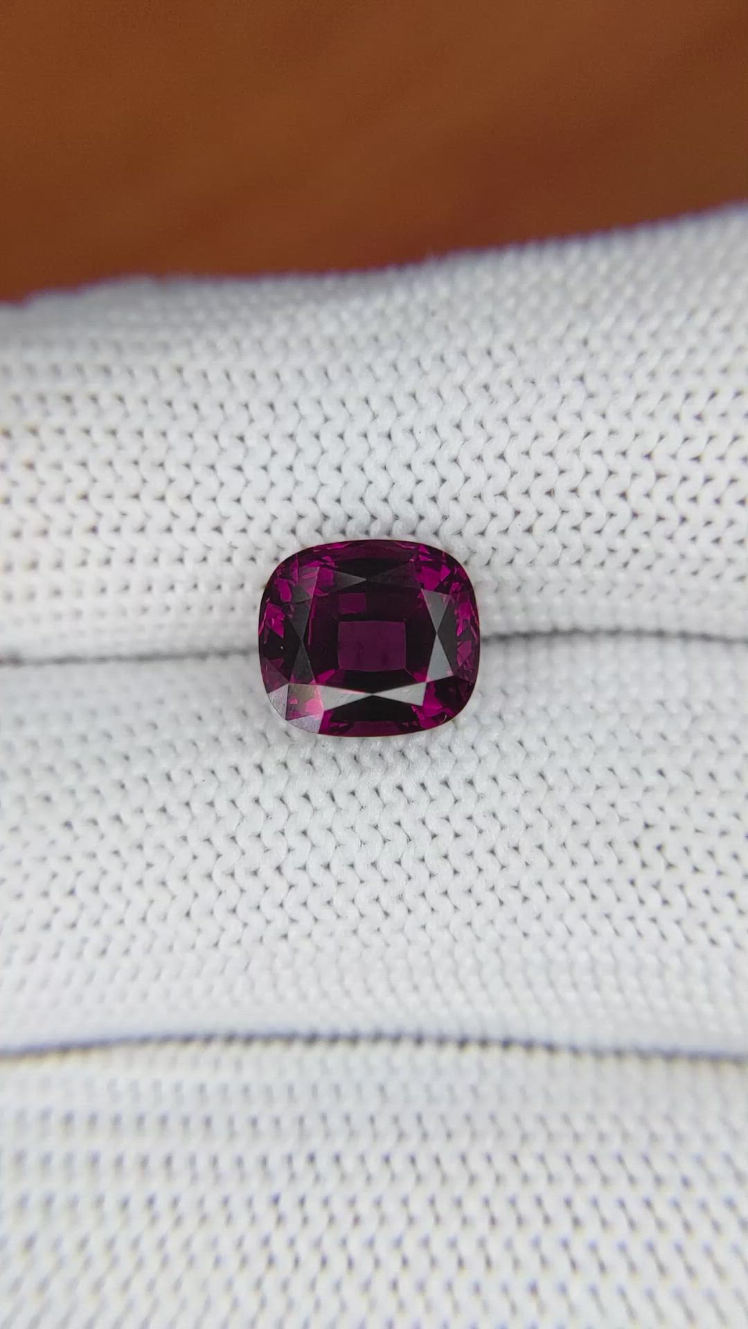 3.74 Ct. Purplish Red Rhodolite Garnet from Ceylon (Sri Lanka) Size Video