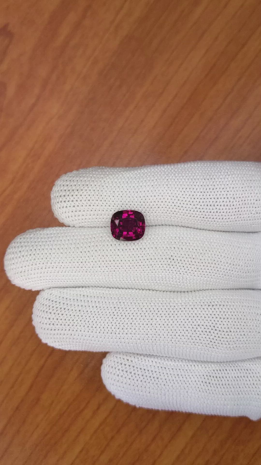 3.74 Ct. Purplish Red Rhodolite Garnet from Ceylon (Sri Lanka) Size Video