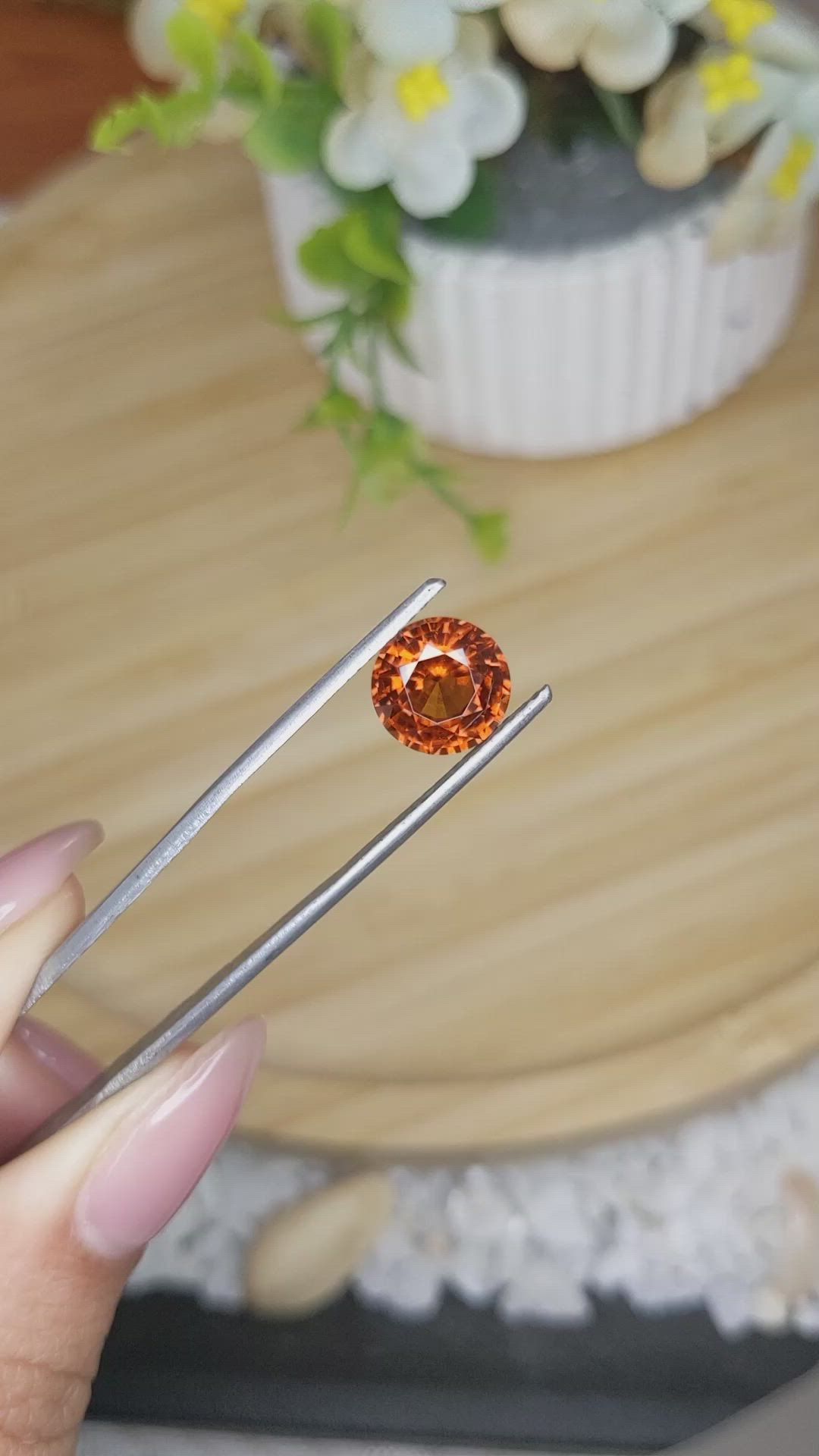 3.83 Ct. Orange Hessonite Garnet from Madagascar Size Video