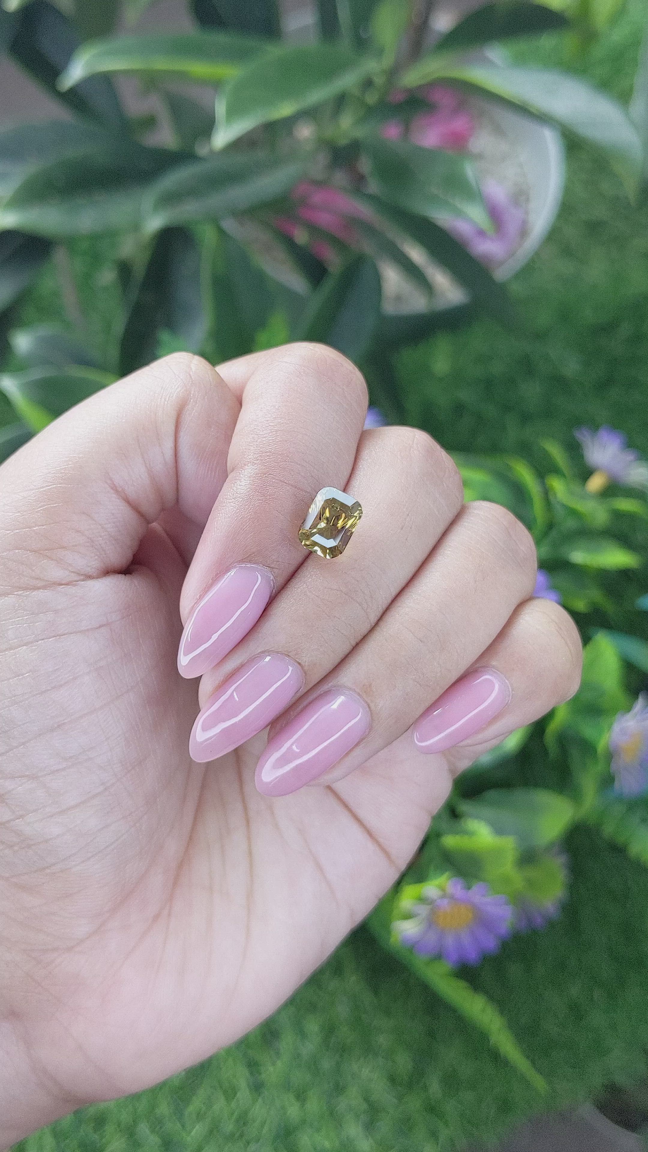 3.18 Ct. Greenish Yellow Chrysoberyl from Tanzania Size Video