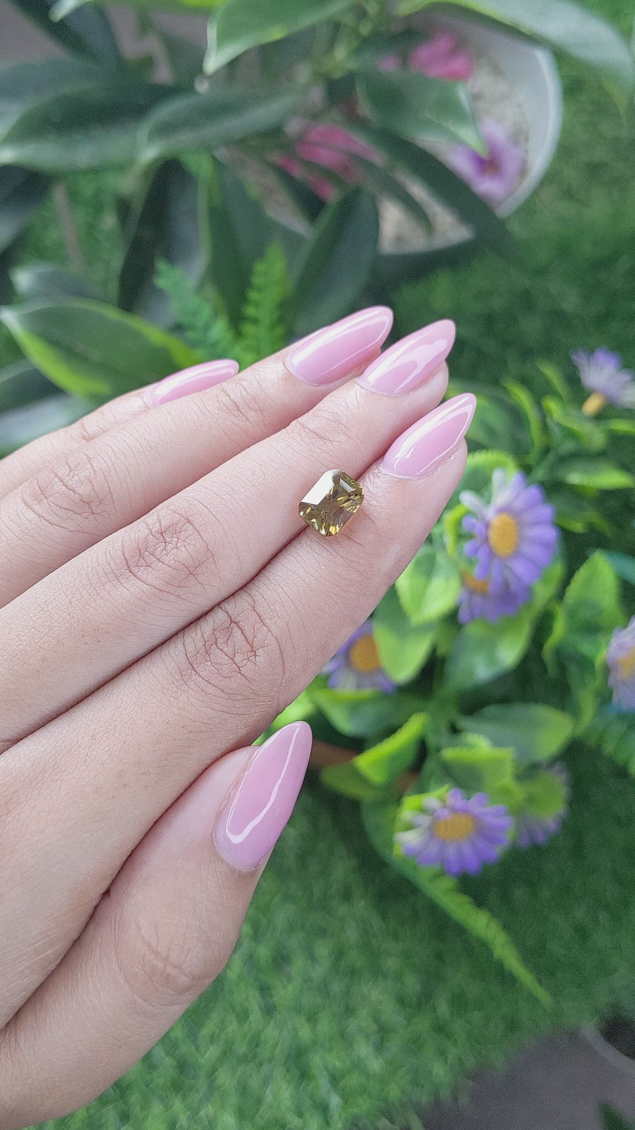 3.18 Ct. Greenish Yellow Chrysoberyl from Tanzania Size Video