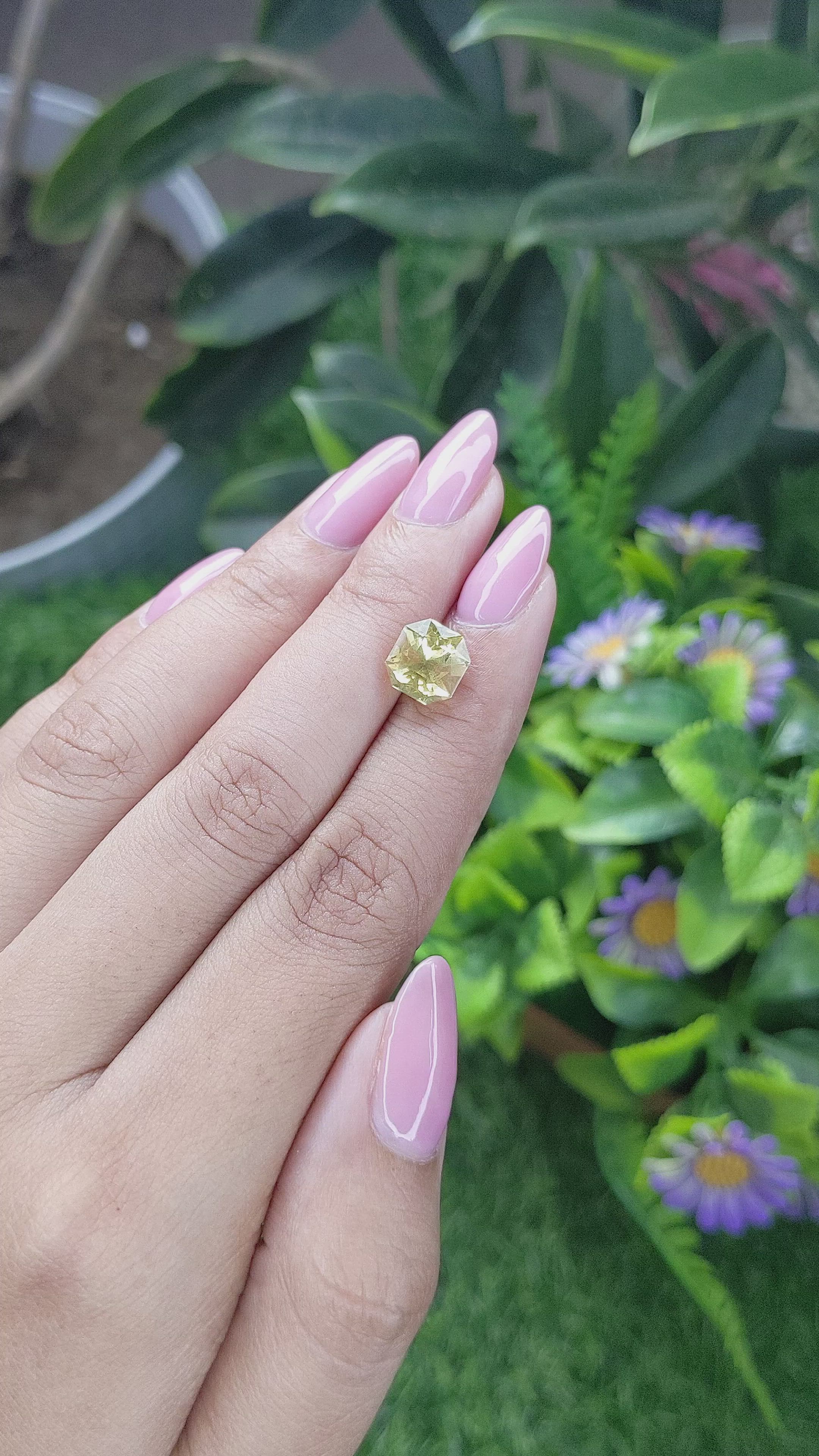 3.20 Ct. Greenish Yellow Chrysoberyl from Tanzania Size Video