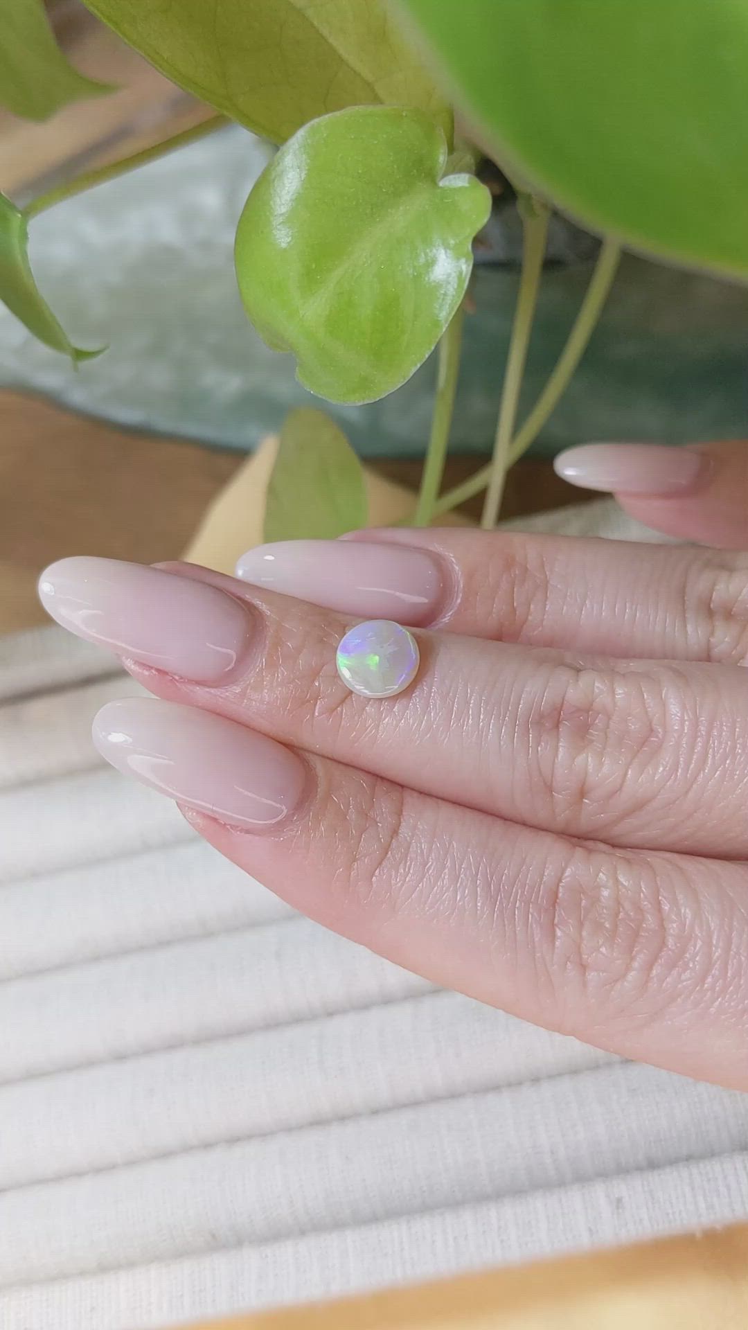 0.90 Ct. Cabochon White Opal from Australia Size Video