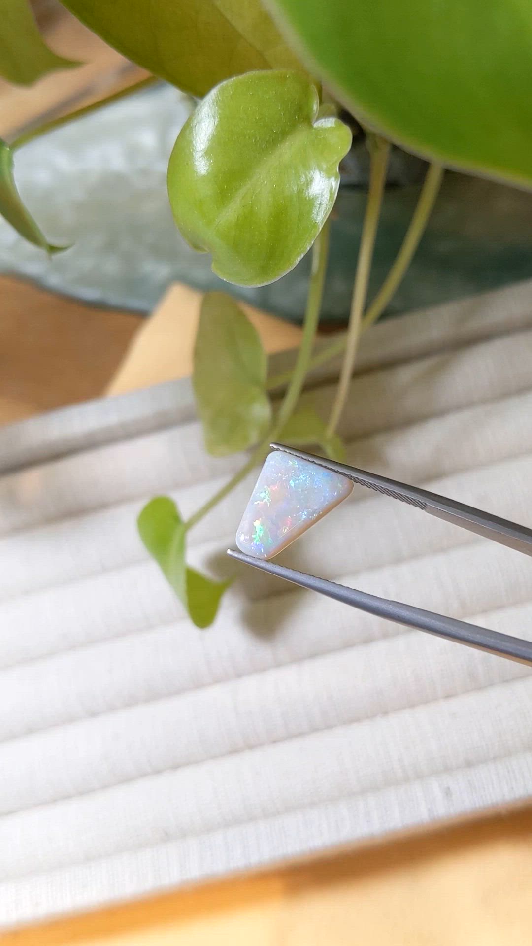 2.67 Ct. Cabochon White Opal from Australia Size Video