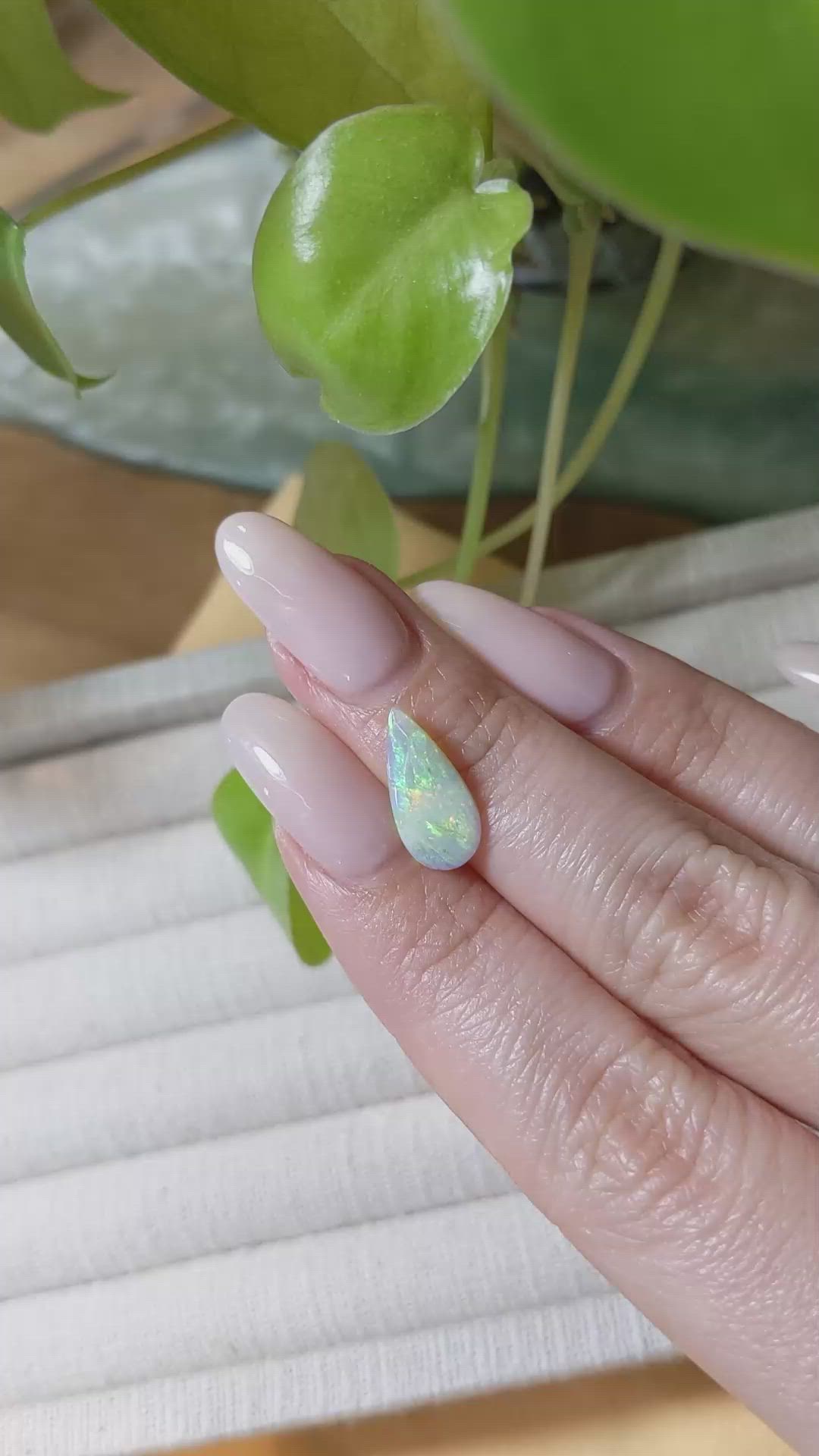 1.37 Ct. Cabochon White Opal from Australia Size Video