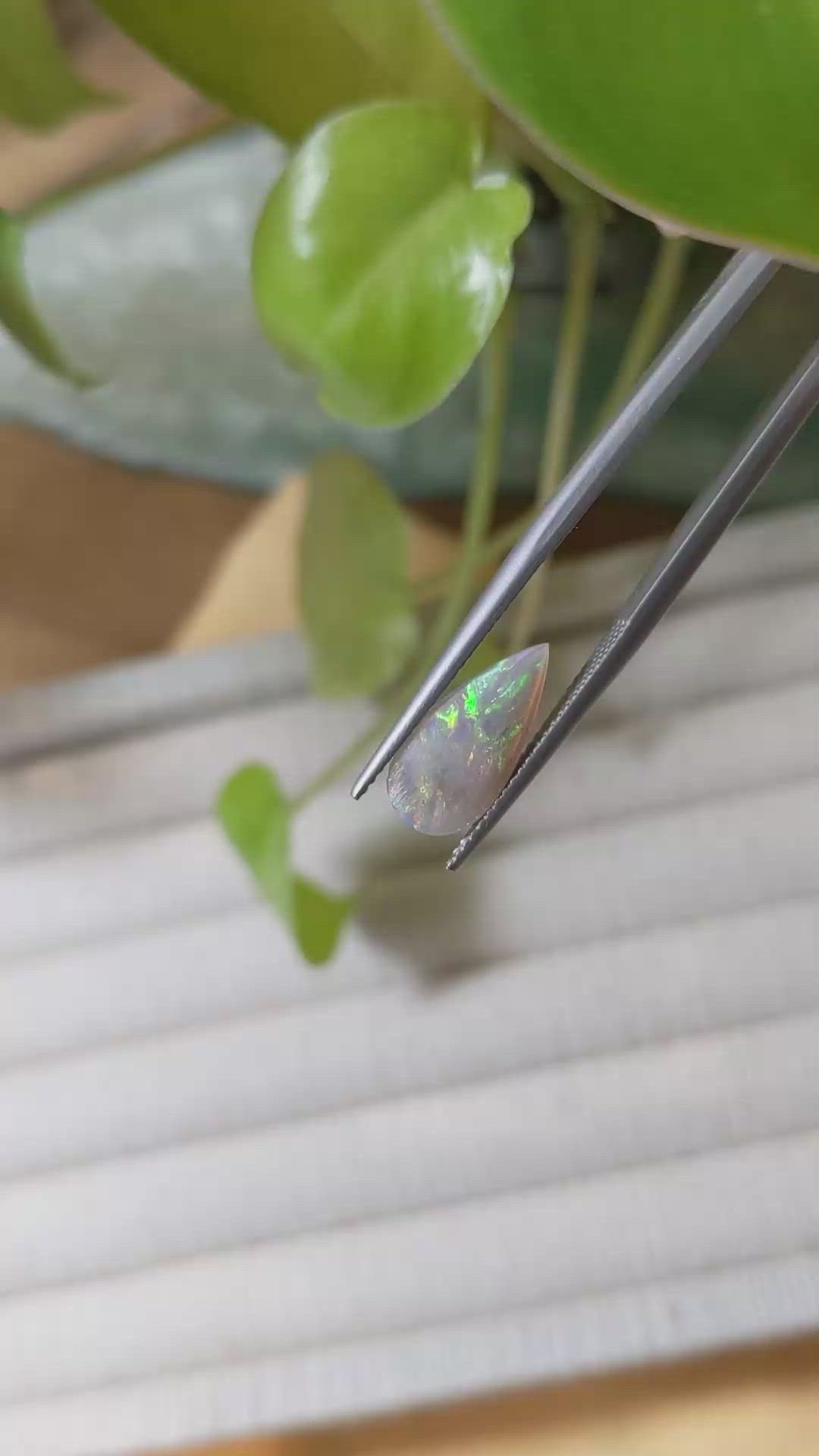 1.37 Ct. Cabochon White Opal from Australia Size Video