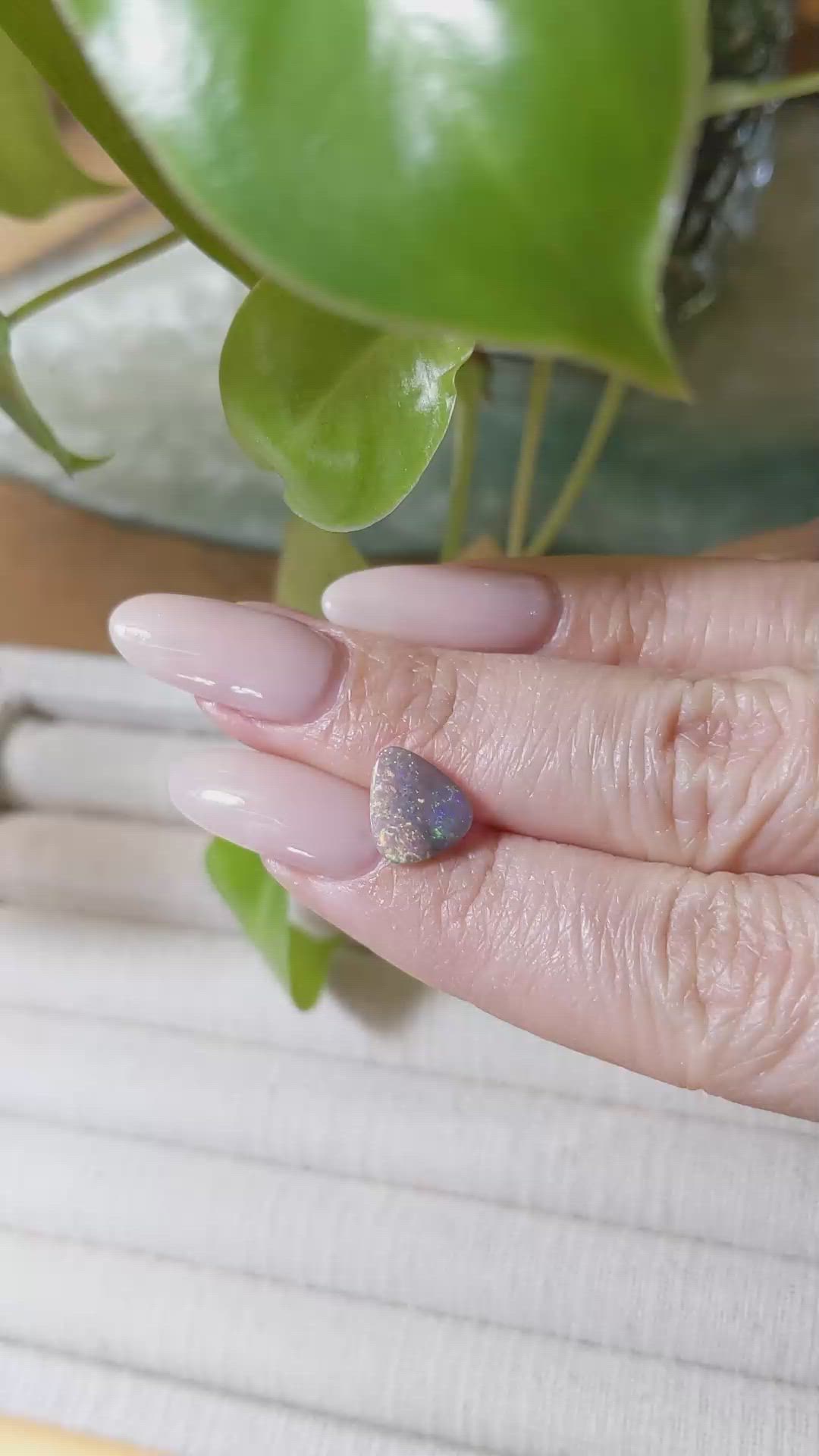 1.26 Ct. Cabochon Black Opal from Australia Size Video