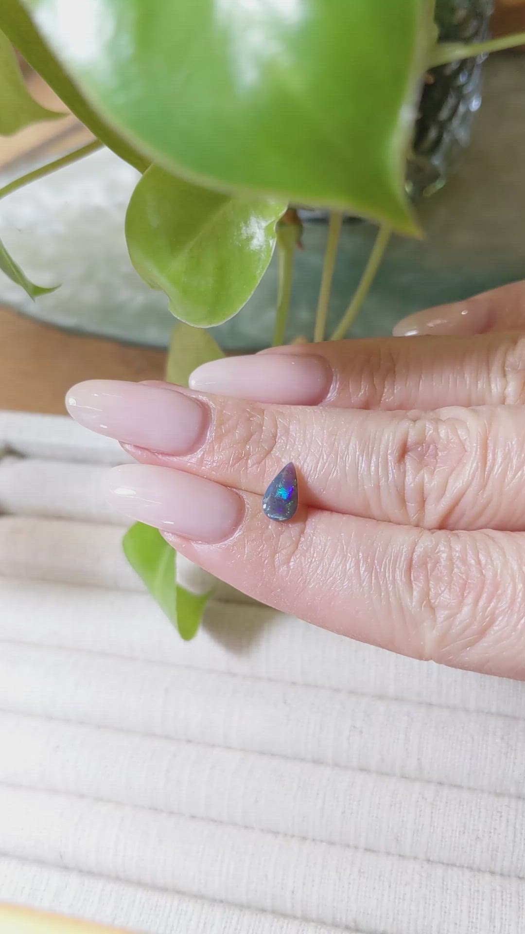 0.63 Ct. Cabochon Black Opal from Australia Size Video