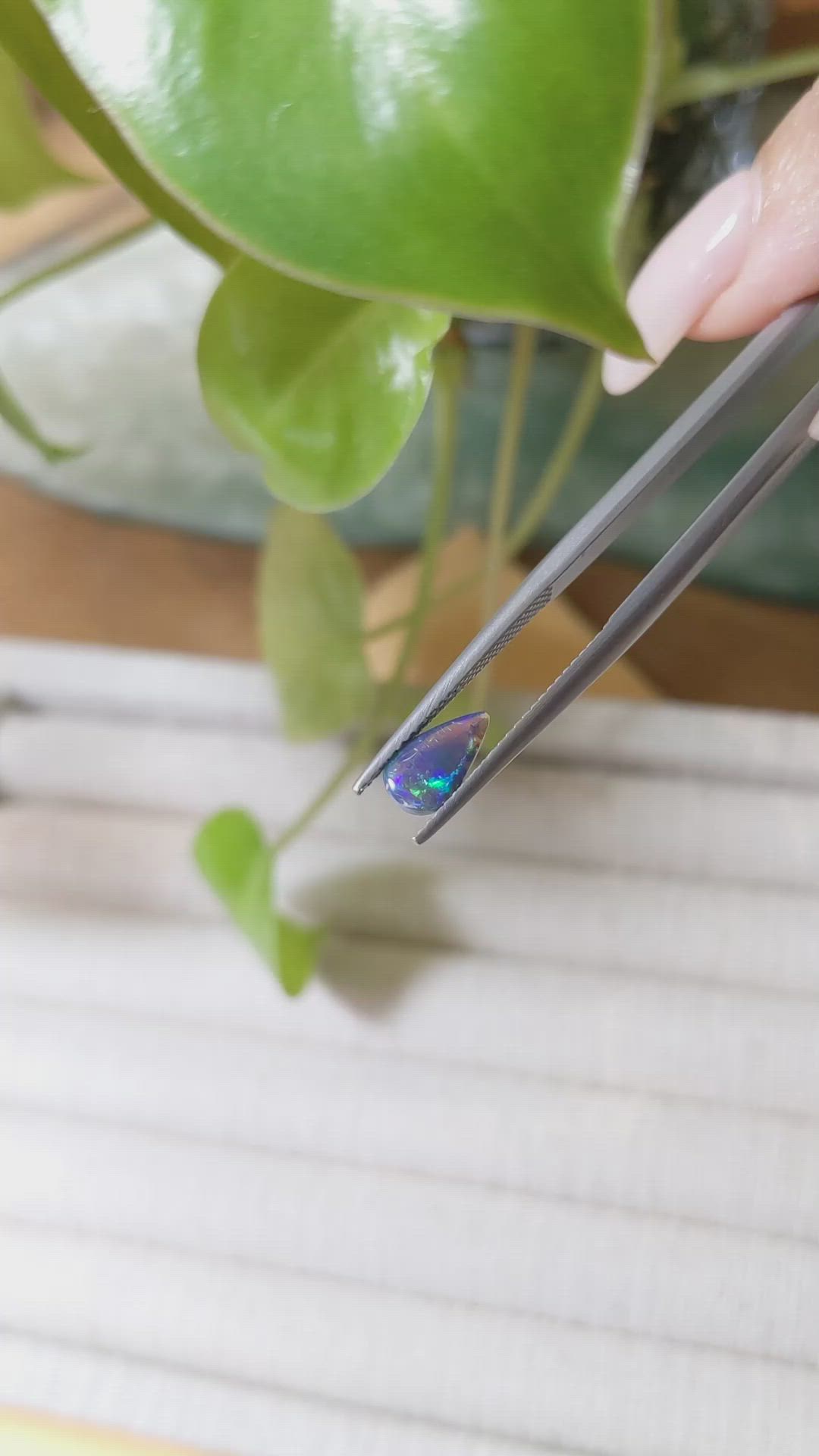 0.63 Ct. Cabochon Black Opal from Australia Size Video