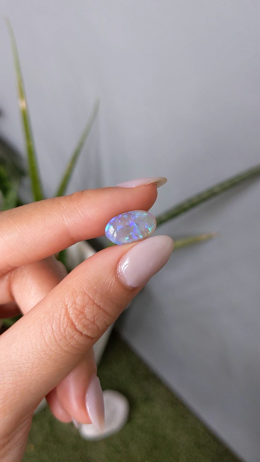 3.37 Ct. Multi Color Cabochon Crystal/Jelly Opal from Australia Size Video