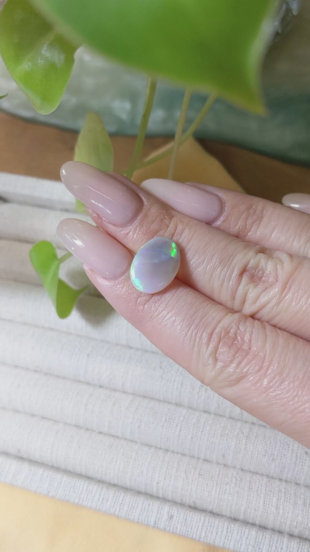 3.35 Ct. Cabochon Crystal/Jelly Opal from Australia Size Video