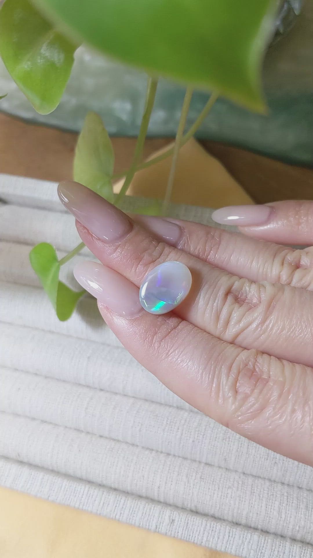 3.35 Ct. Cabochon Crystal/Jelly Opal from Australia Size Video