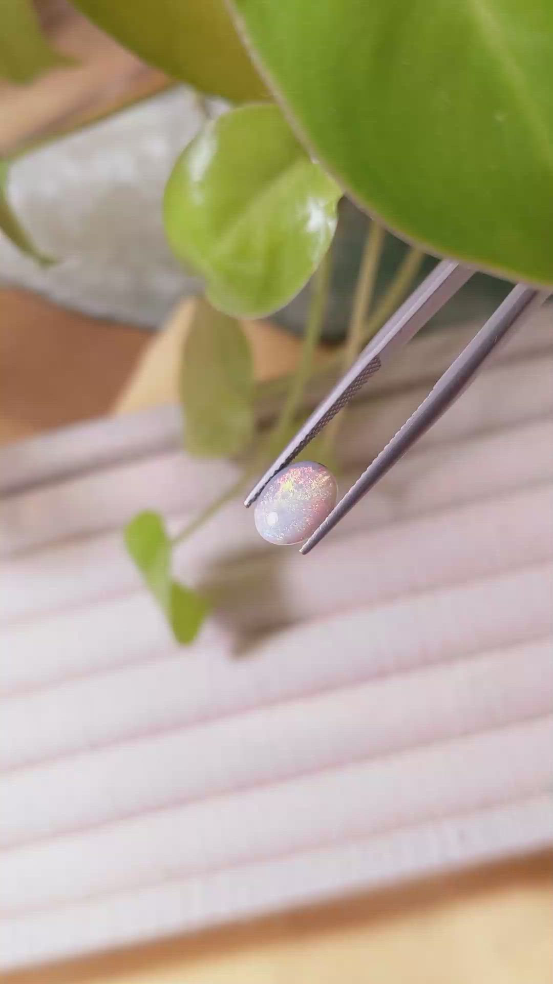 1.38 Ct. Cabochon Semi-Black Opal from Australia Size Video