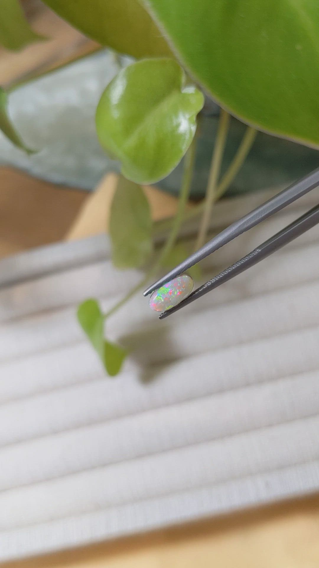 0.69 Ct. Multi Color Cabochon Semi-Black Opal from Australia Size Video