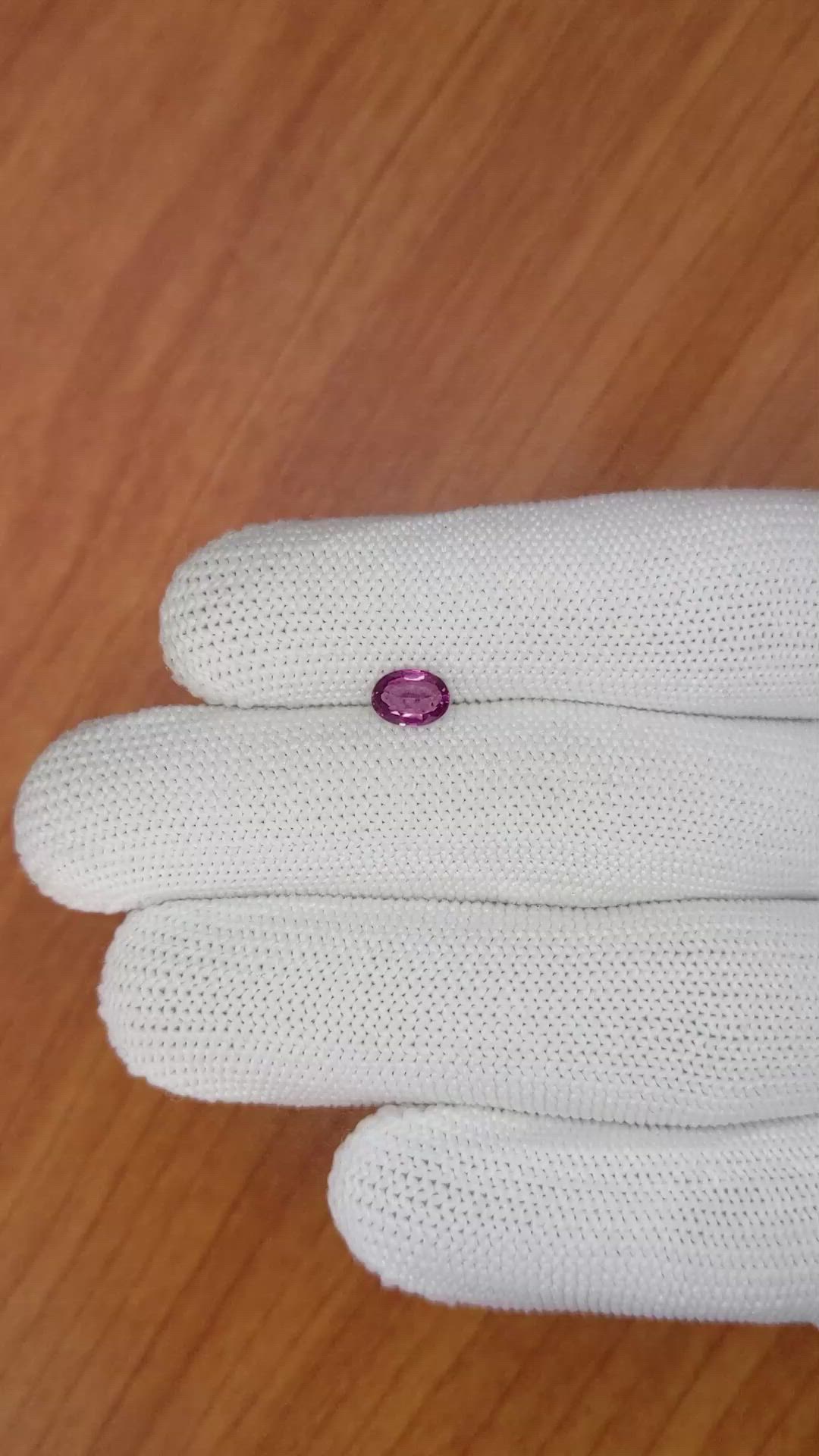0.63 Ct. Rhodolite Garnet from Ceylon (Sri Lanka) Size Video