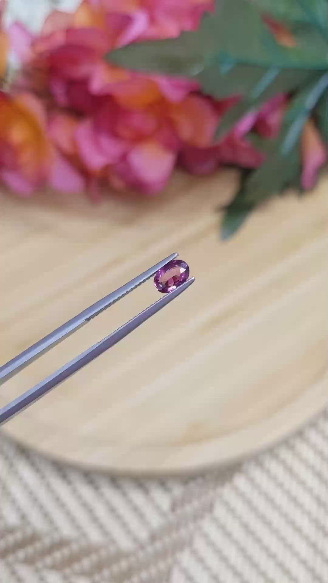 0.61 Ct. Rhodolite Garnet from Ceylon (Sri Lanka) Size Video