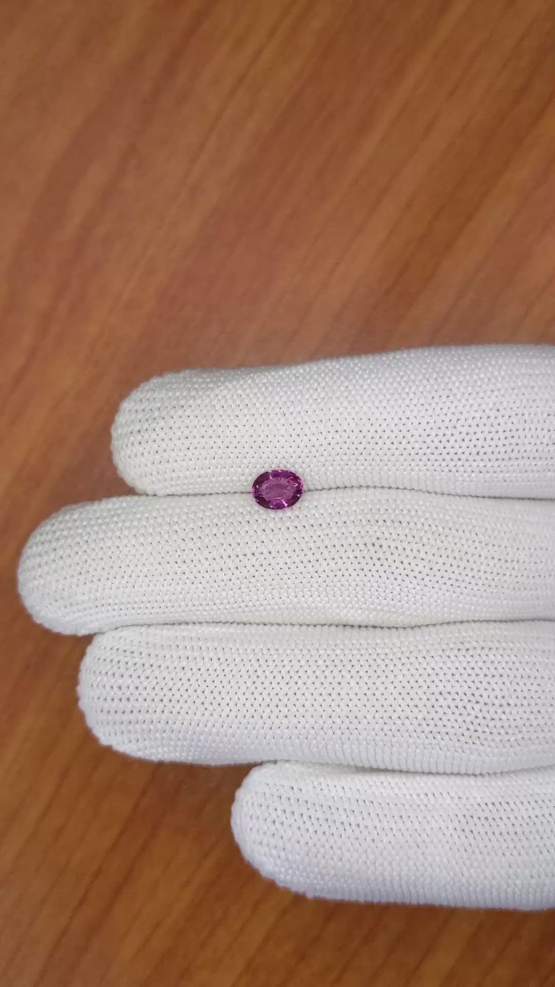 0.71 Ct. Rhodolite Garnet from Ceylon (Sri Lanka) Size Video