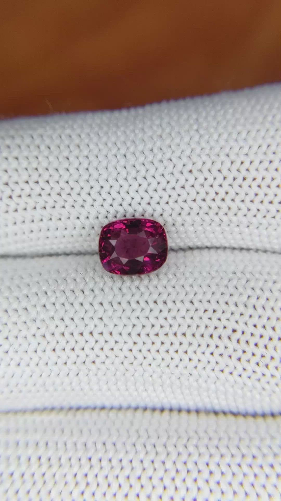 1.67 Ct. Rhodolite Garnet from Ceylon (Sri Lanka) Size Video