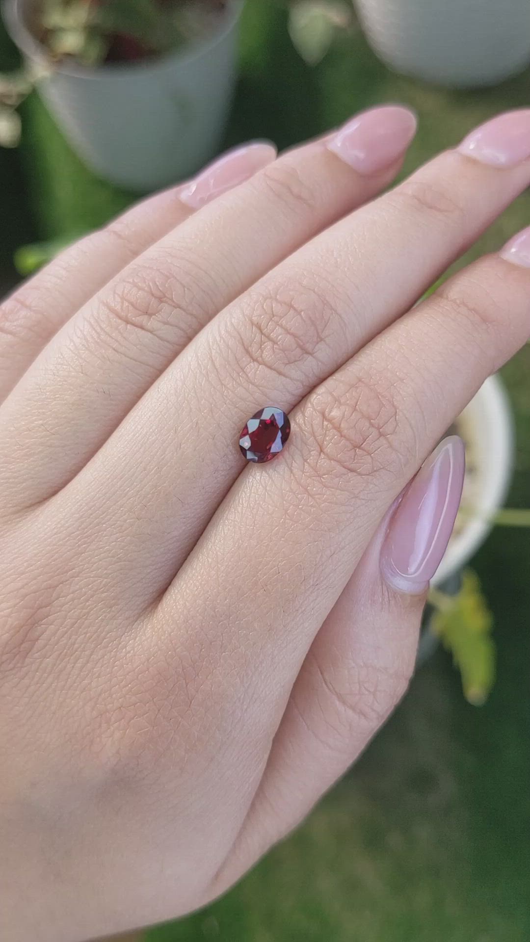 1.26 Ct. Garnet from Ceylon (Sri Lanka) Size Video