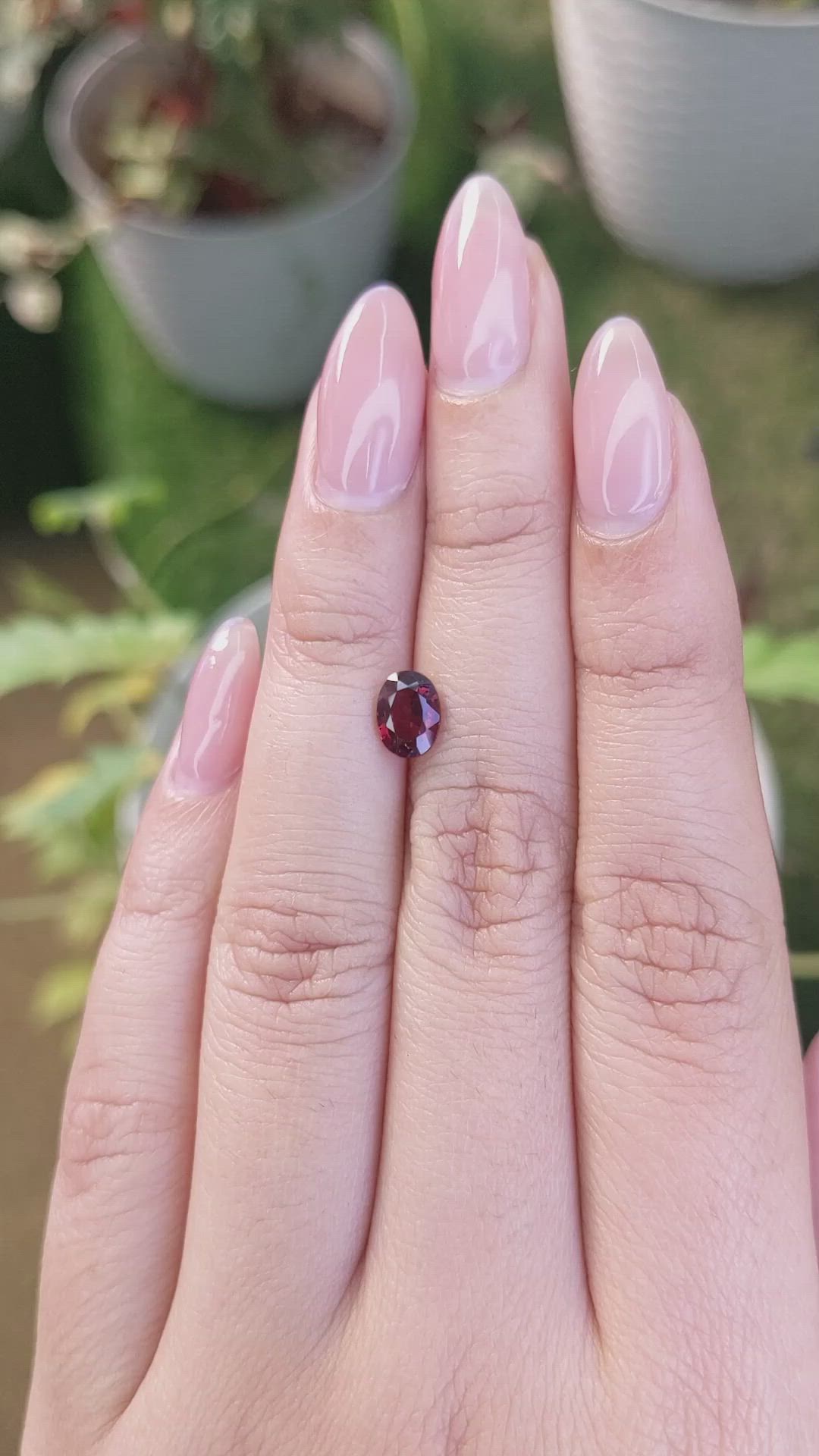 1.26 Ct. Garnet from Ceylon (Sri Lanka) Size Video