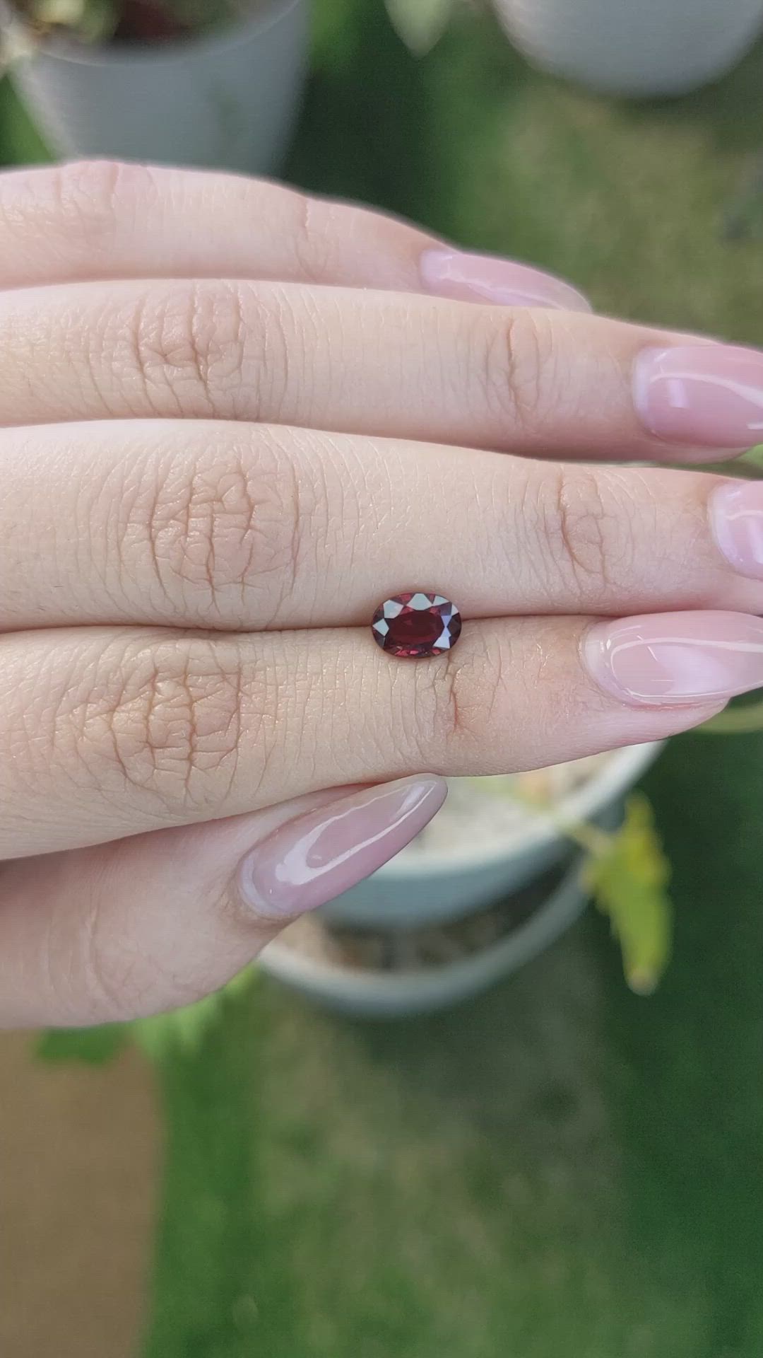 1.26 Ct. Garnet from Ceylon (Sri Lanka) Size Video