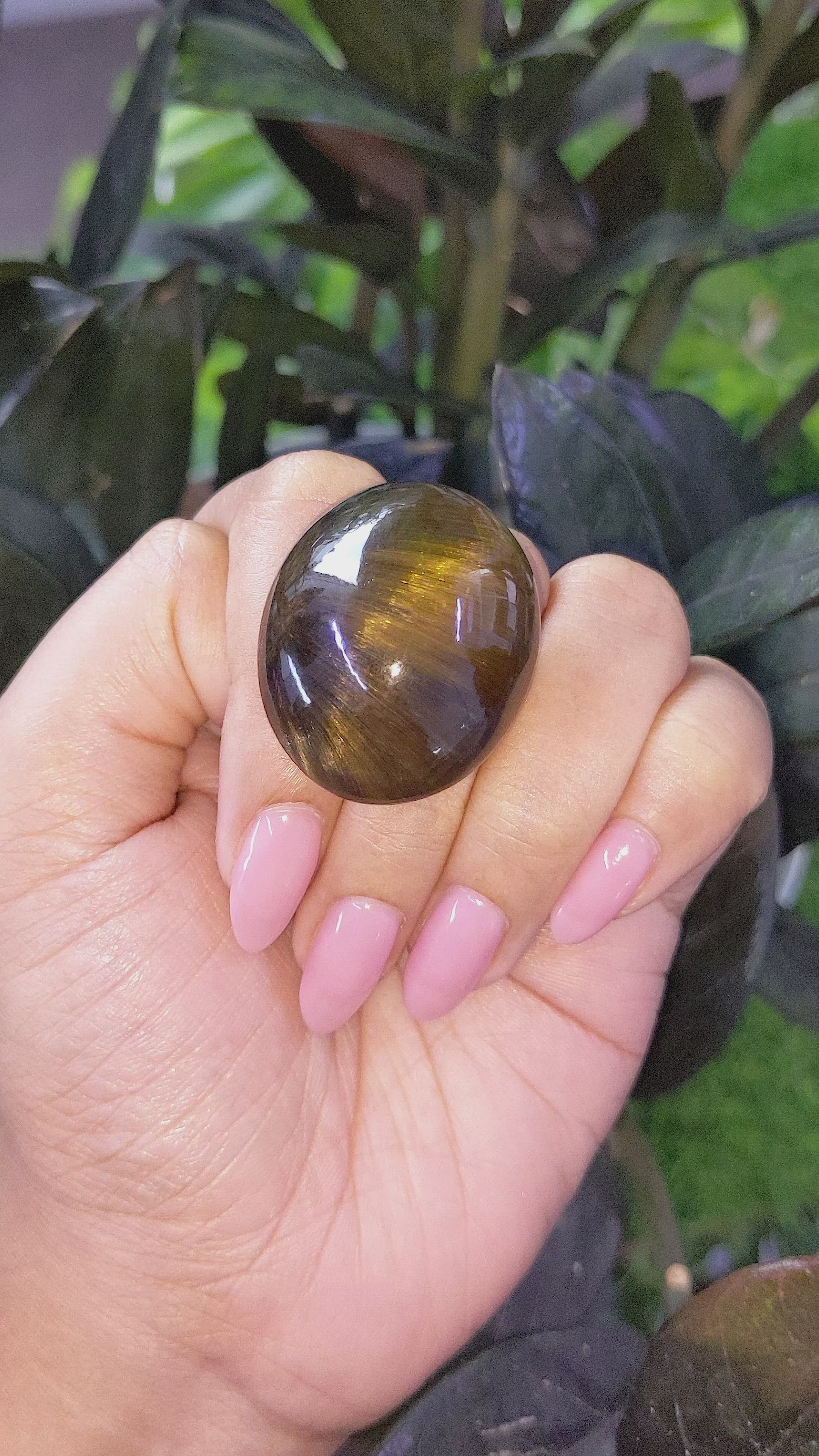 96.32 Ct. Cabochon Rutilated Quartz from Ceylon (Sri Lanka) Size Video