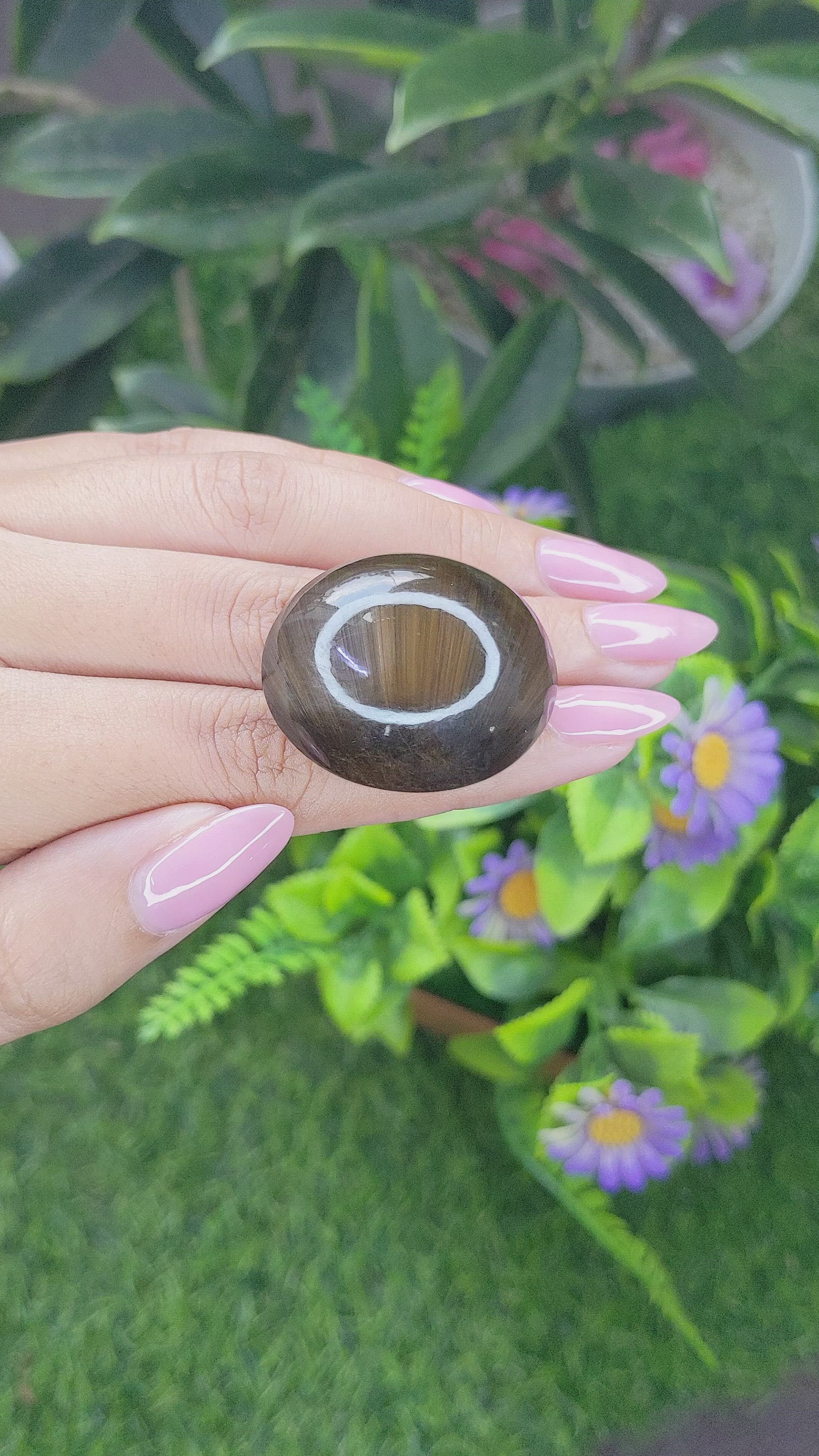 96.32 Ct. Cabochon Rutilated Quartz from Ceylon (Sri Lanka) Size Video