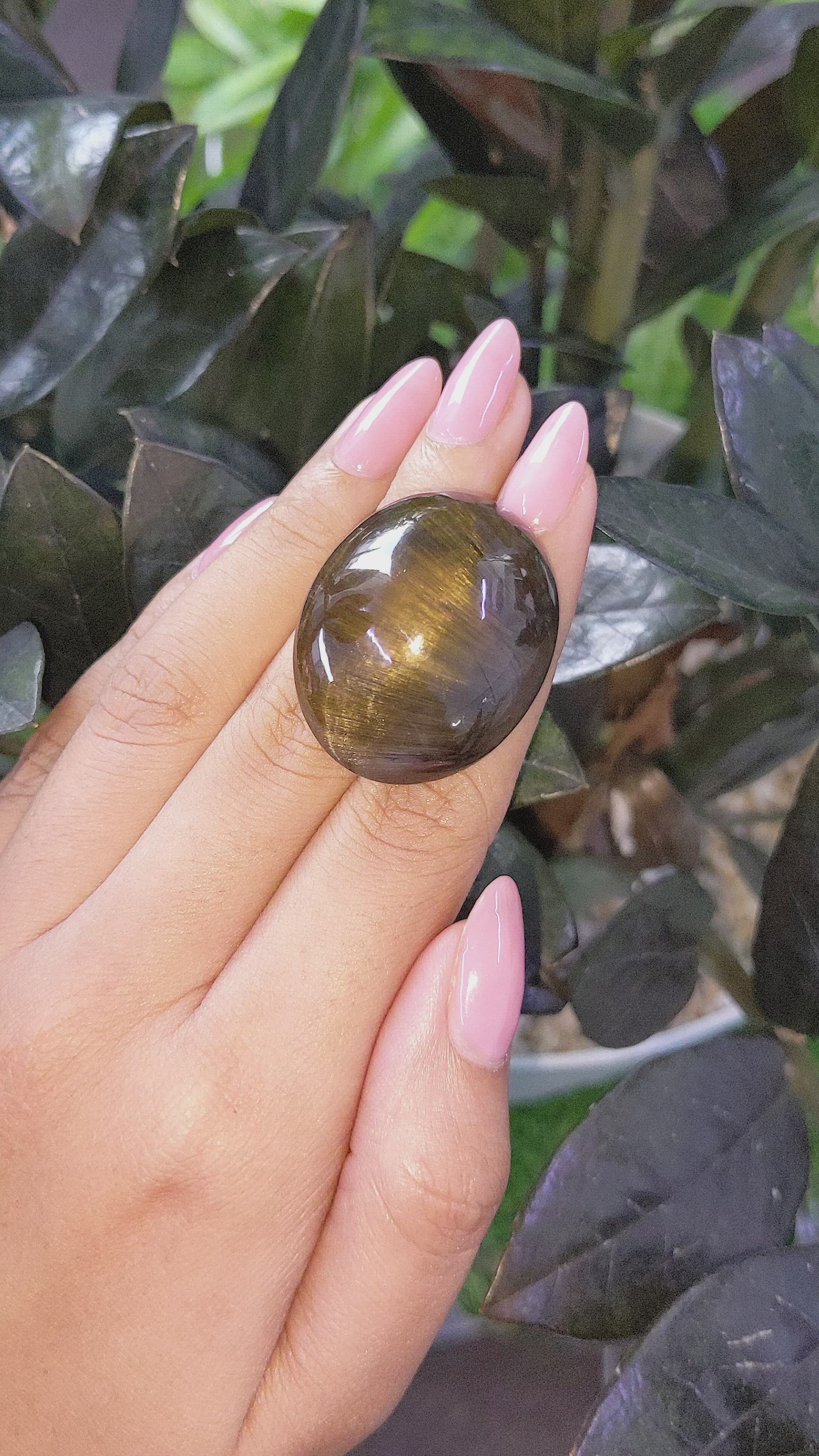 96.32 Ct. Cabochon Rutilated Quartz from Ceylon (Sri Lanka) Size Video