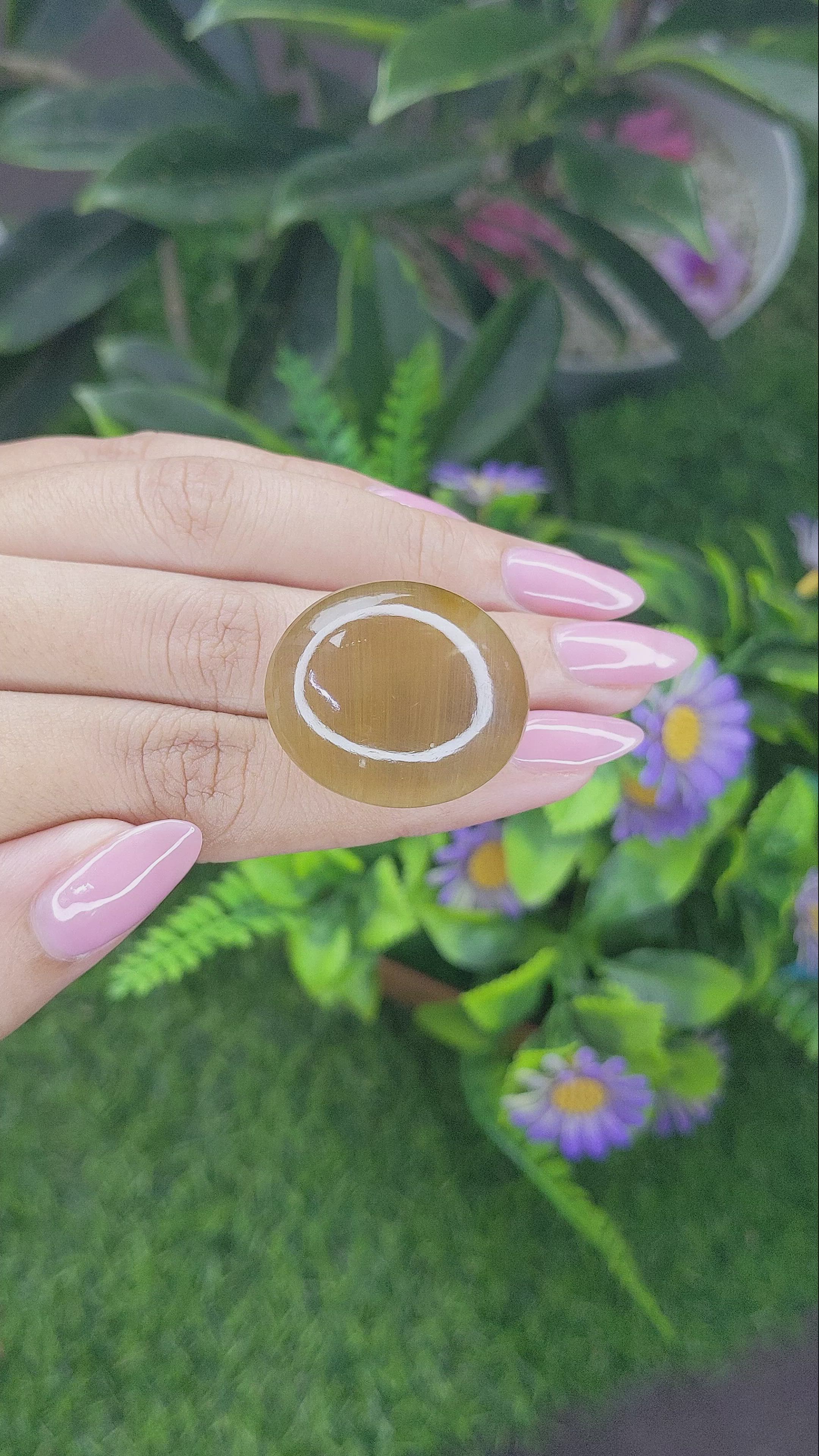 72.58 Ct. Cabochon Rutilated Quartz from Ceylon (Sri Lanka) Size Video