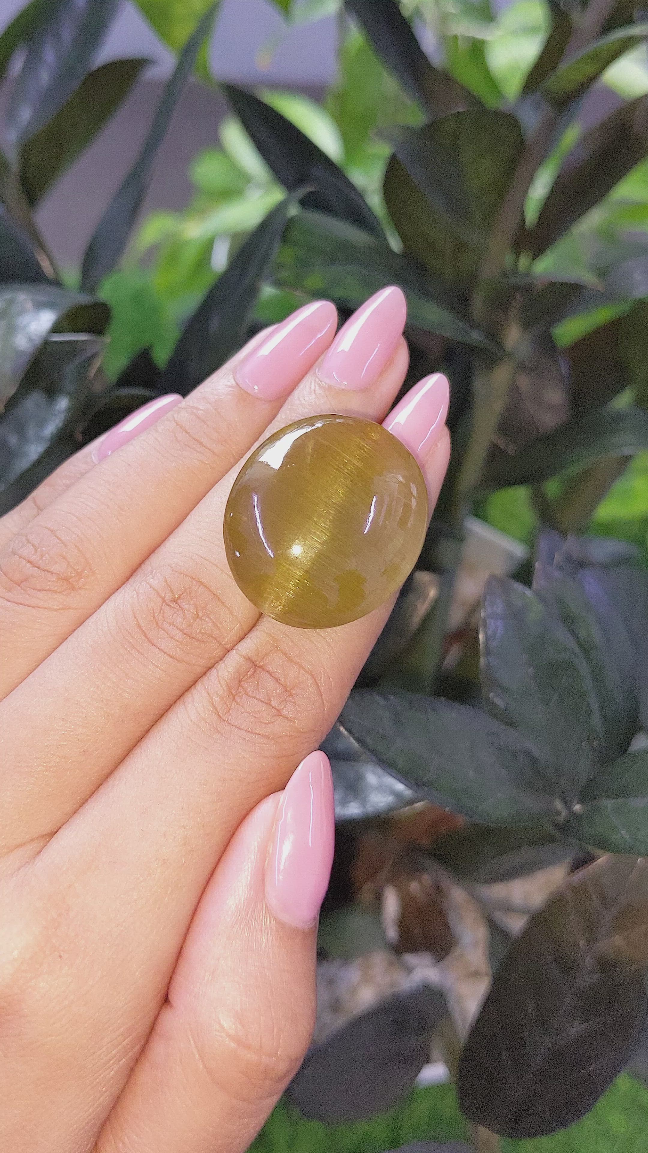 72.58 Ct. Cabochon Rutilated Quartz from Ceylon (Sri Lanka) Size Video