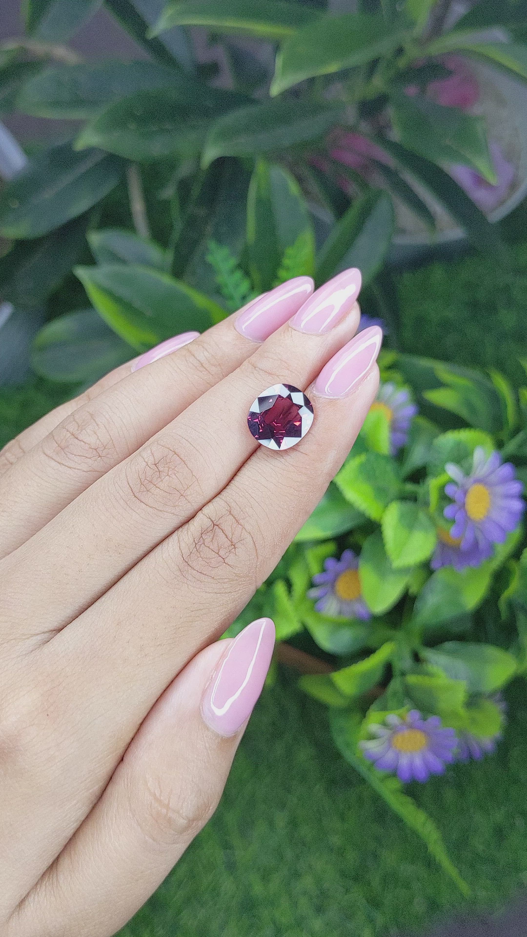 5.00 Ct. Rhodolite Garnet from Ceylon (Sri Lanka) Size Video