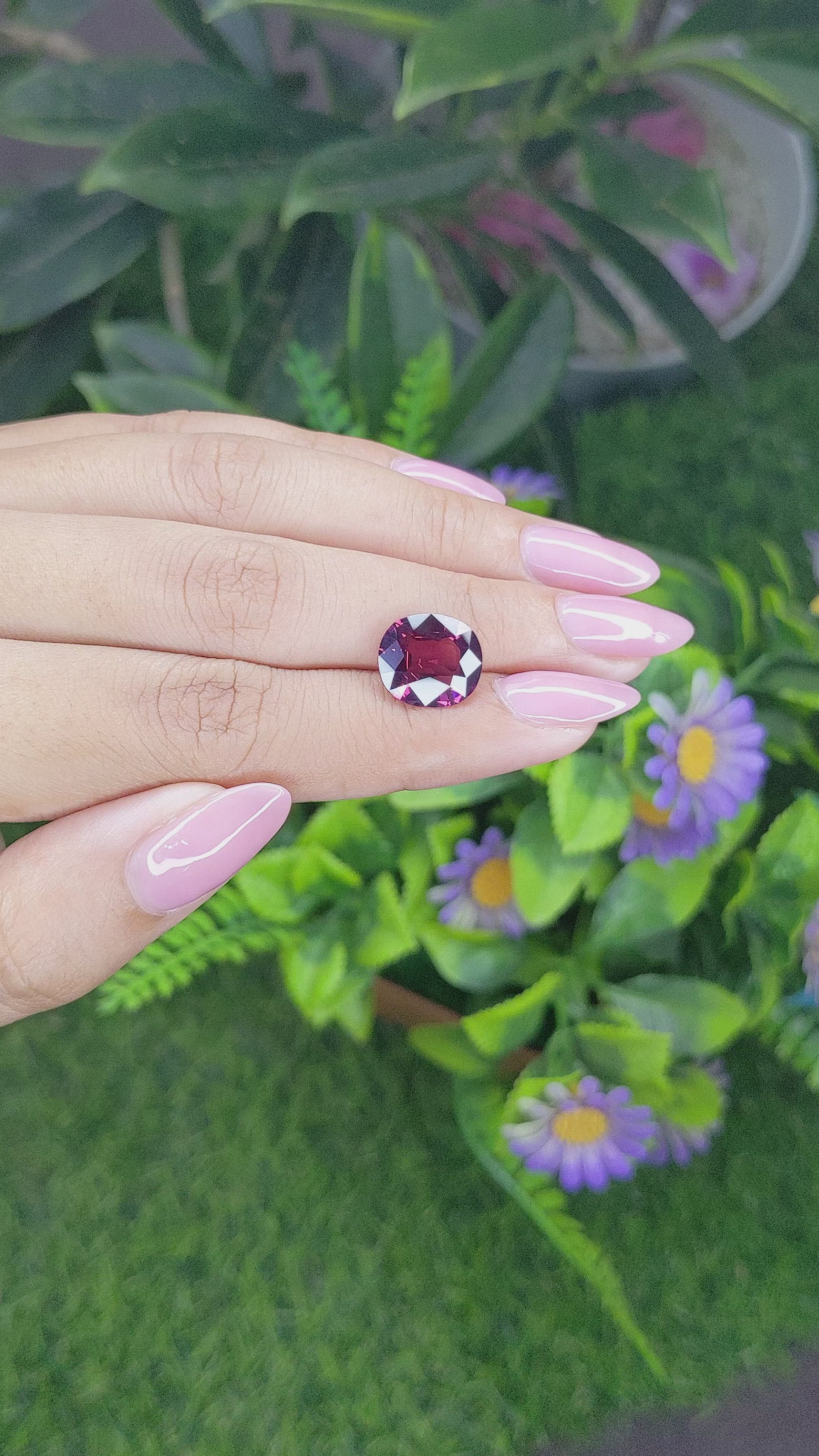 5.00 Ct. Rhodolite Garnet from Ceylon (Sri Lanka) Size Video