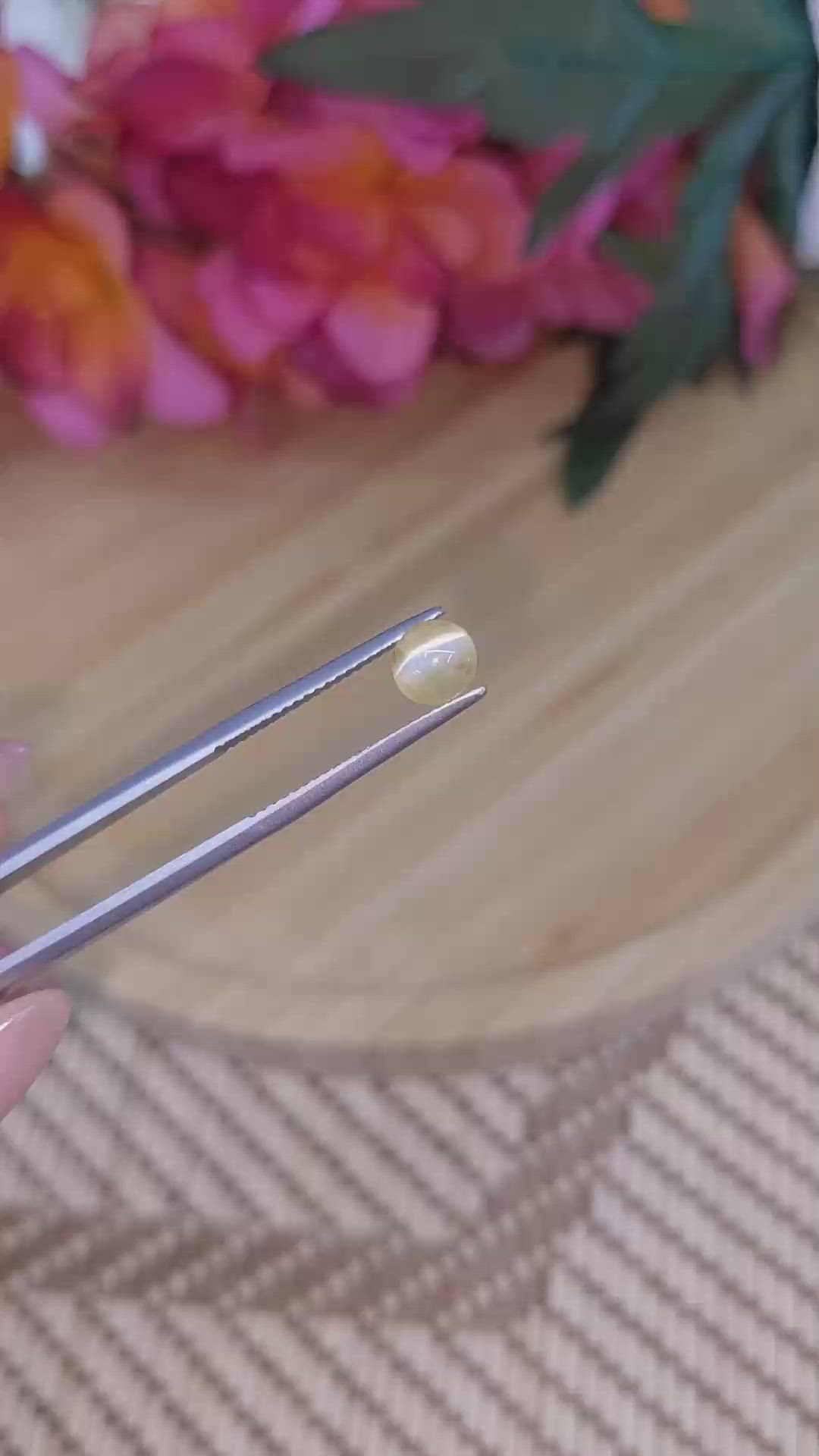 1.46 Ct. Cabochon Chrysoberyl from Ceylon (Sri Lanka) Size Video