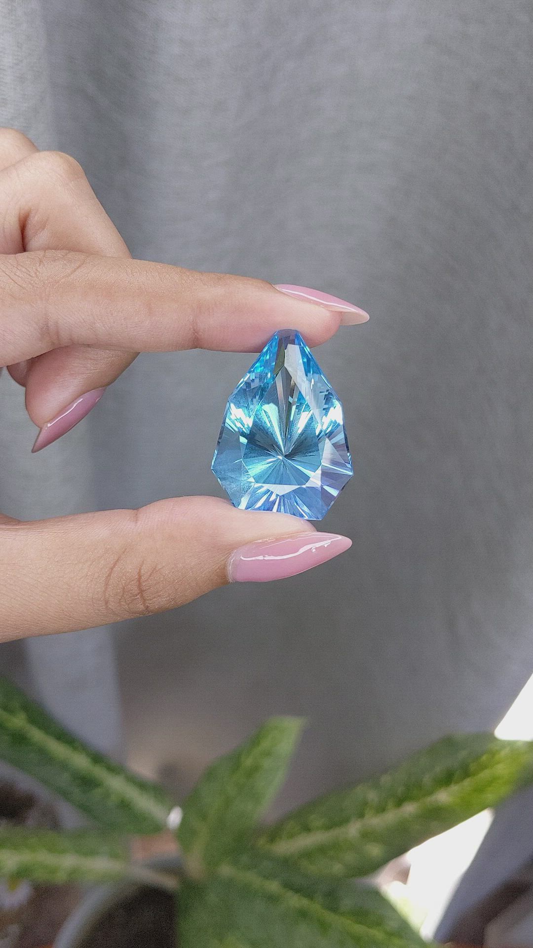 63.55 Ct. Blue Topaz from Ceylon (Sri Lanka) Size Video