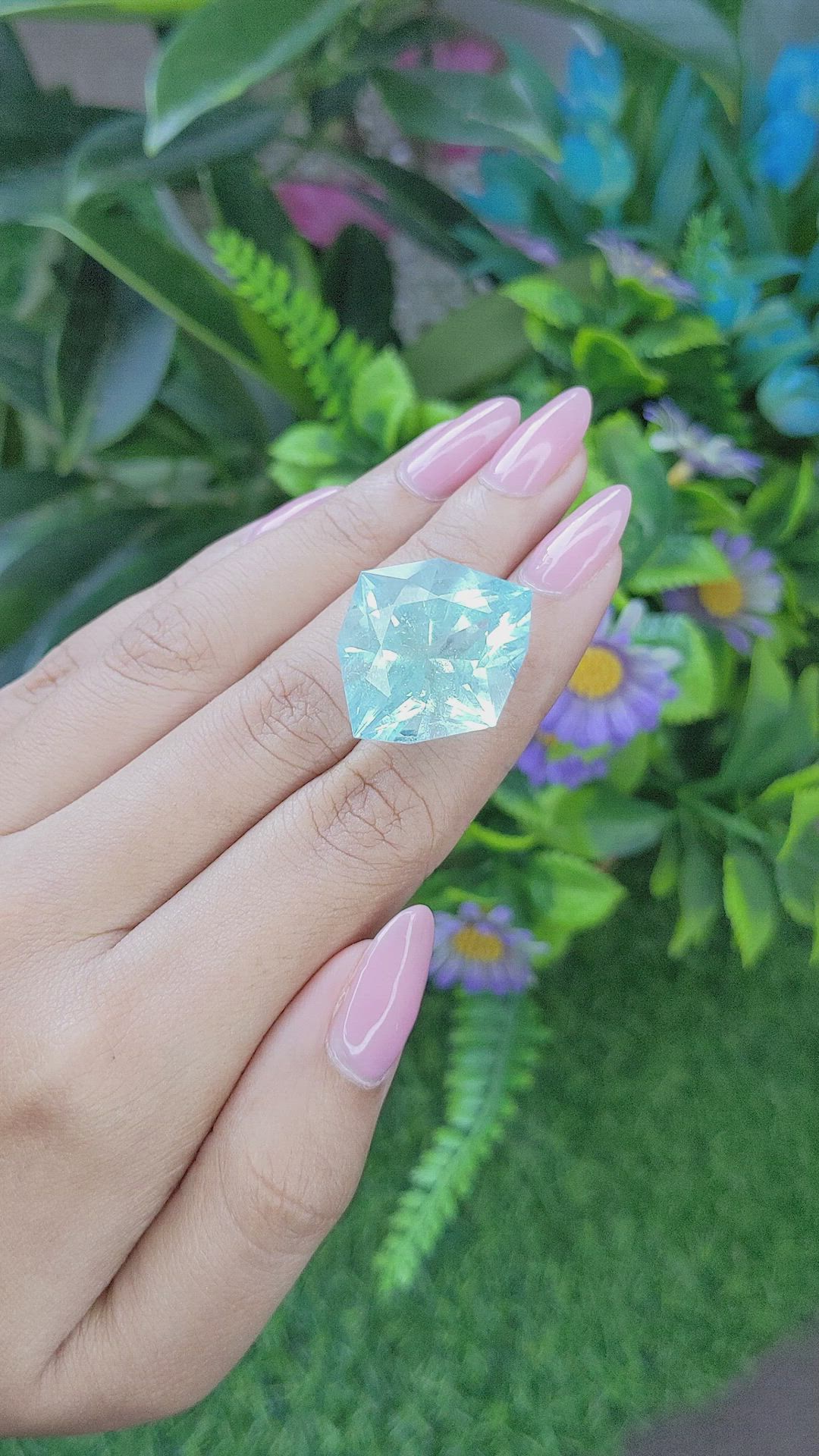 30.50 Ct. Greenish Blue Aquamarine from Ceylon (Sri Lanka) Size Video