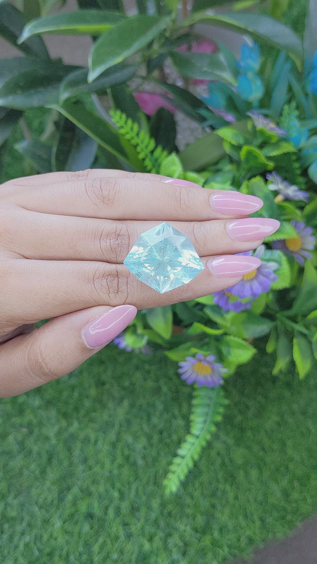 30.50 Ct. Greenish Blue Aquamarine from Ceylon (Sri Lanka) Size Video