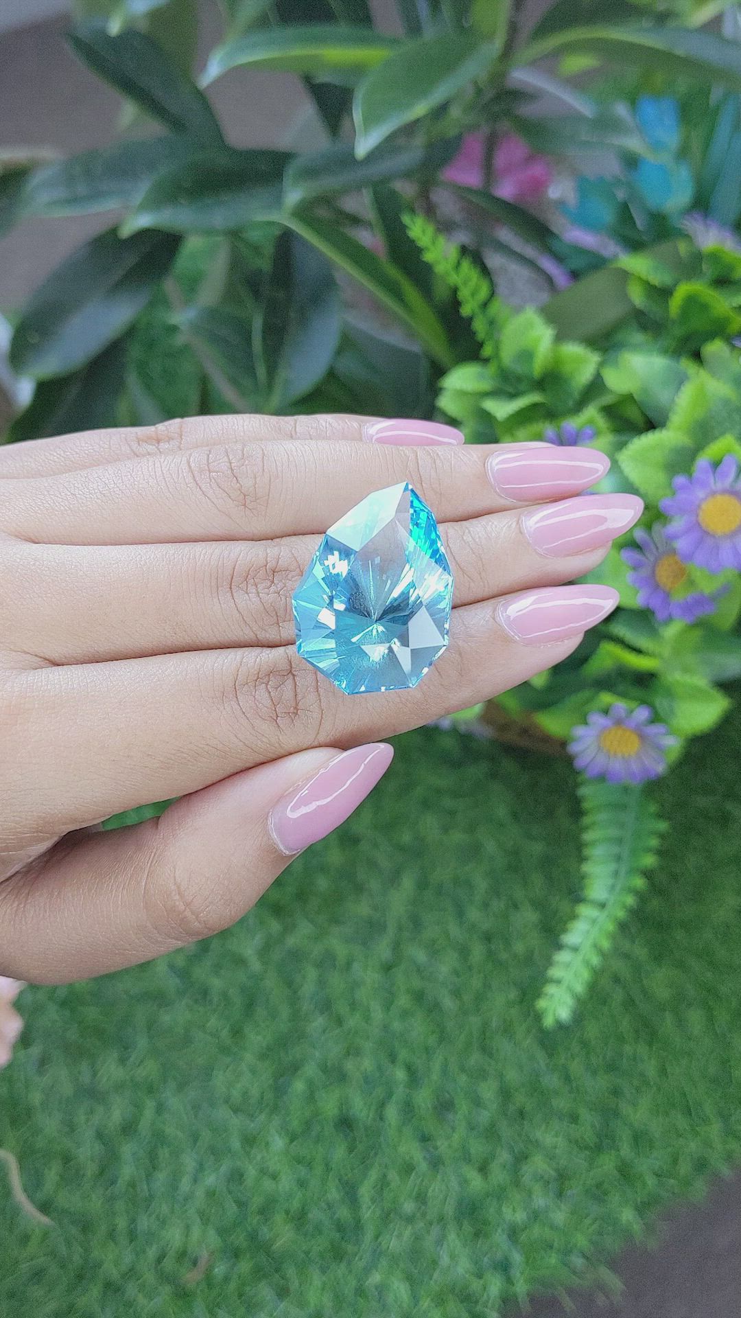 56.68 Ct. Blue Topaz from Ceylon (Sri Lanka) Size Video