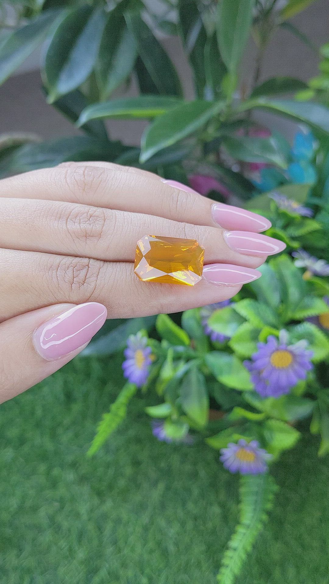 9.54 Ct. Orange Fire Opal from Ethiopia Size Video