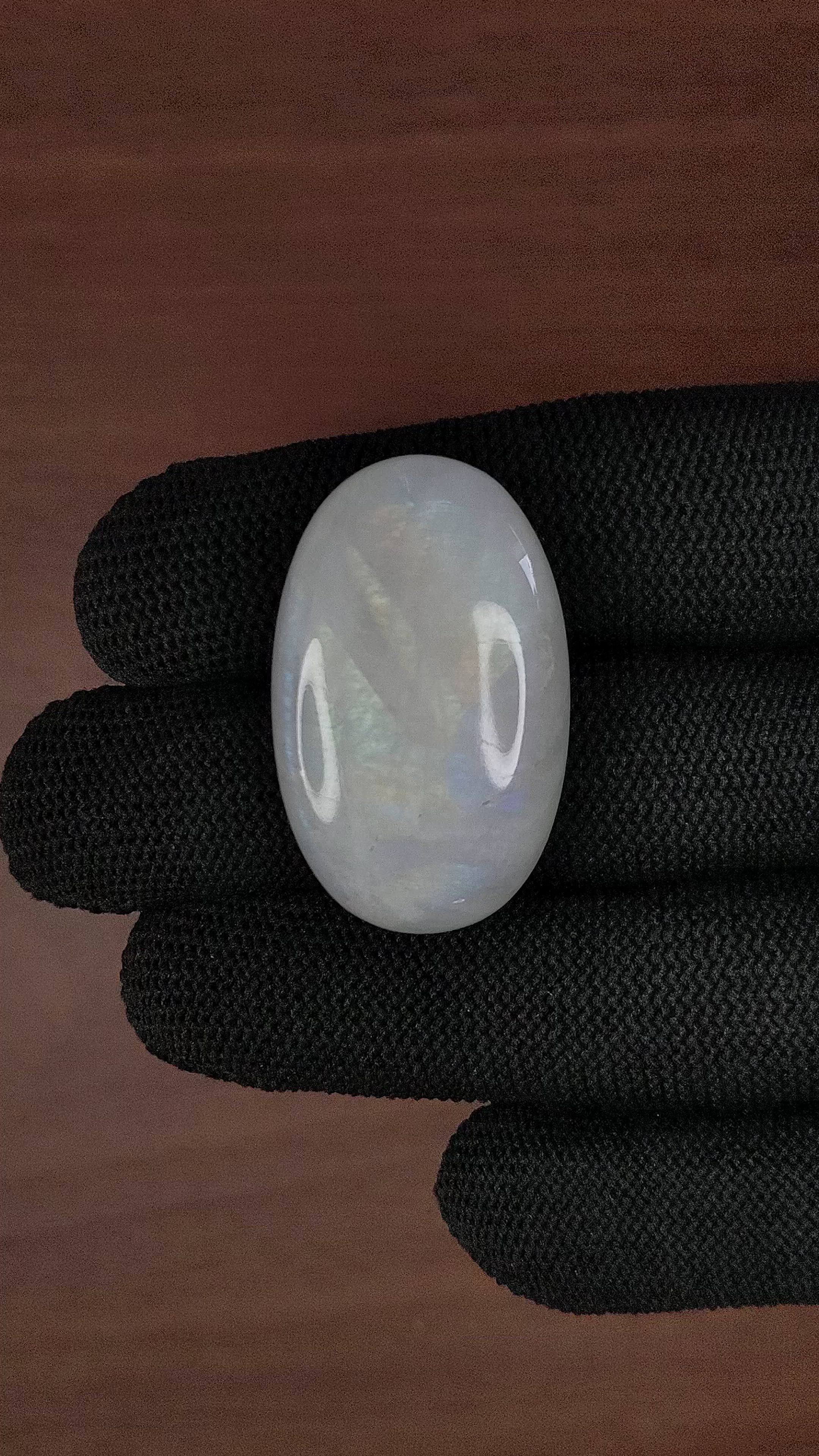 51.38 Ct. Multi Color Cabochon White Opal from Ethiopia Size Video
