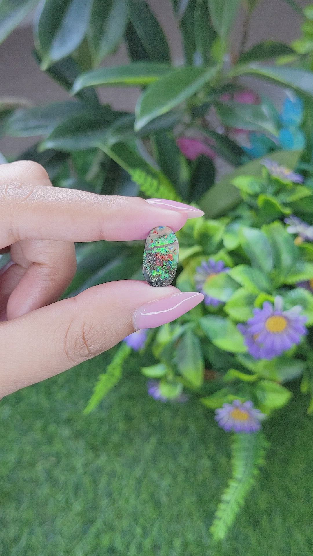 4.10 Ct. Multi Color Black Opal from Ethiopia Size Video
