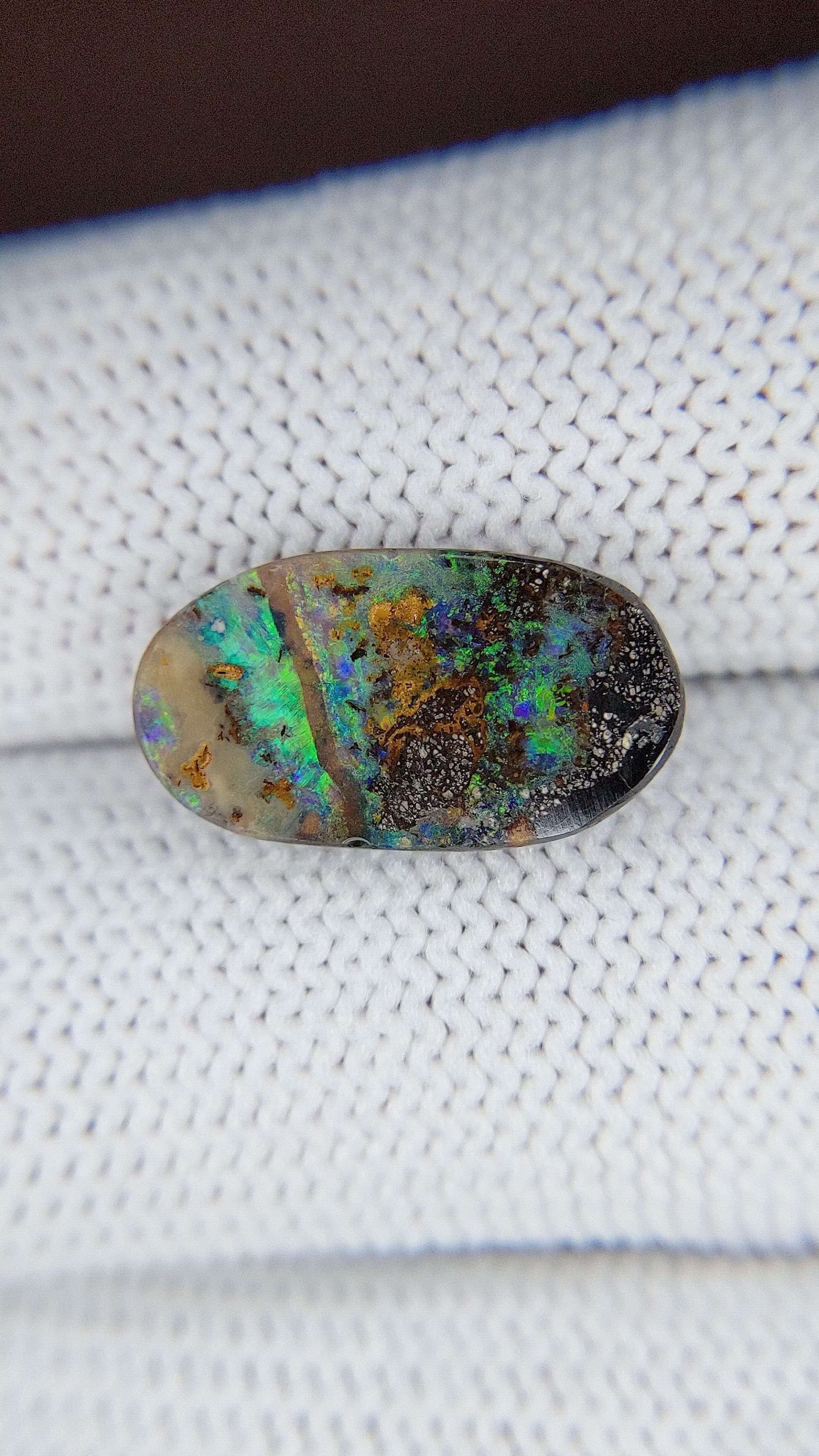 4.10 Ct. Multi Color Black Opal from Ethiopia Size Video