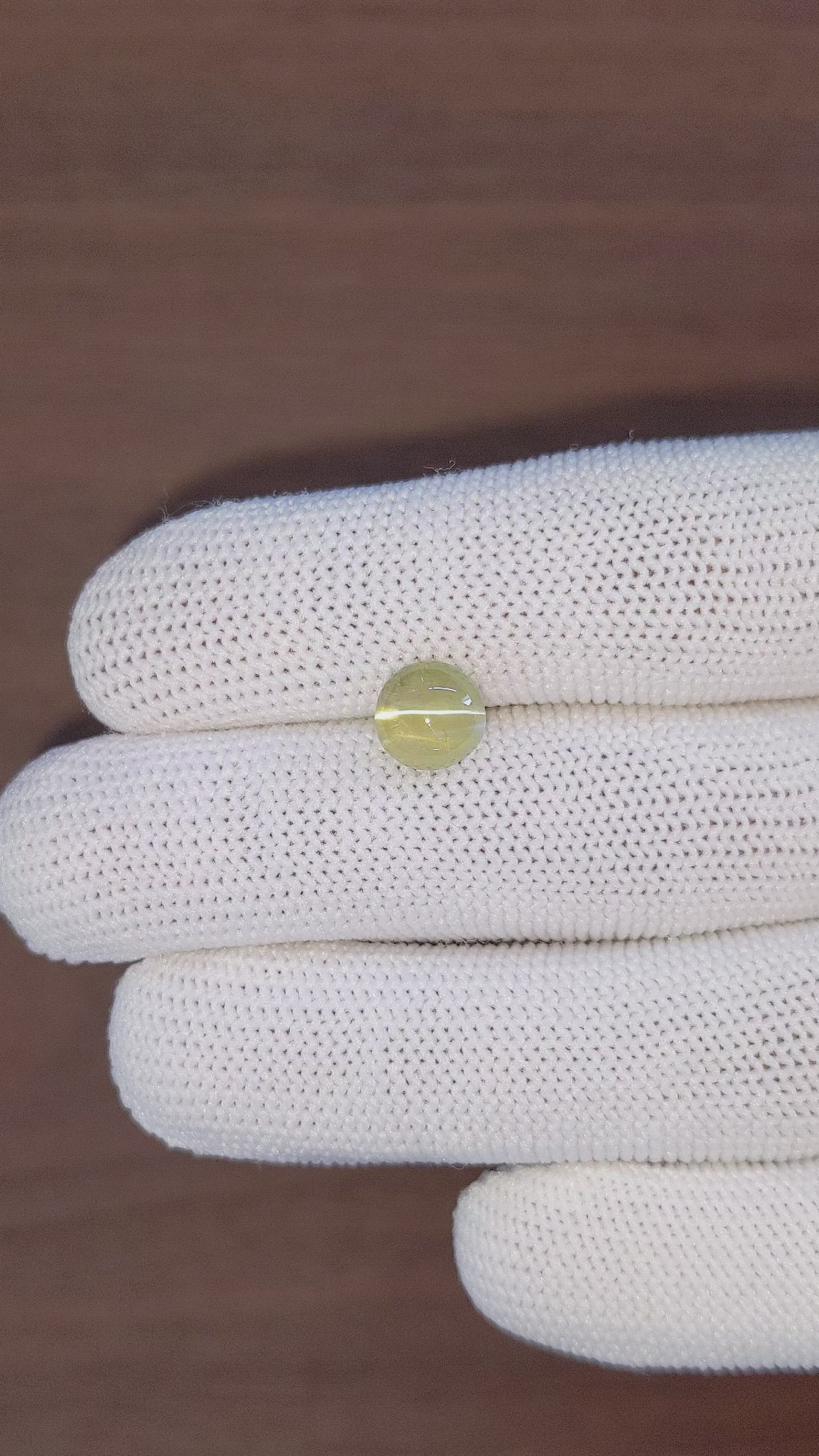 3.01 Ct. Yellowish Green Cabochon Chrysoberyl from Ceylon (Sri Lanka) Size Video