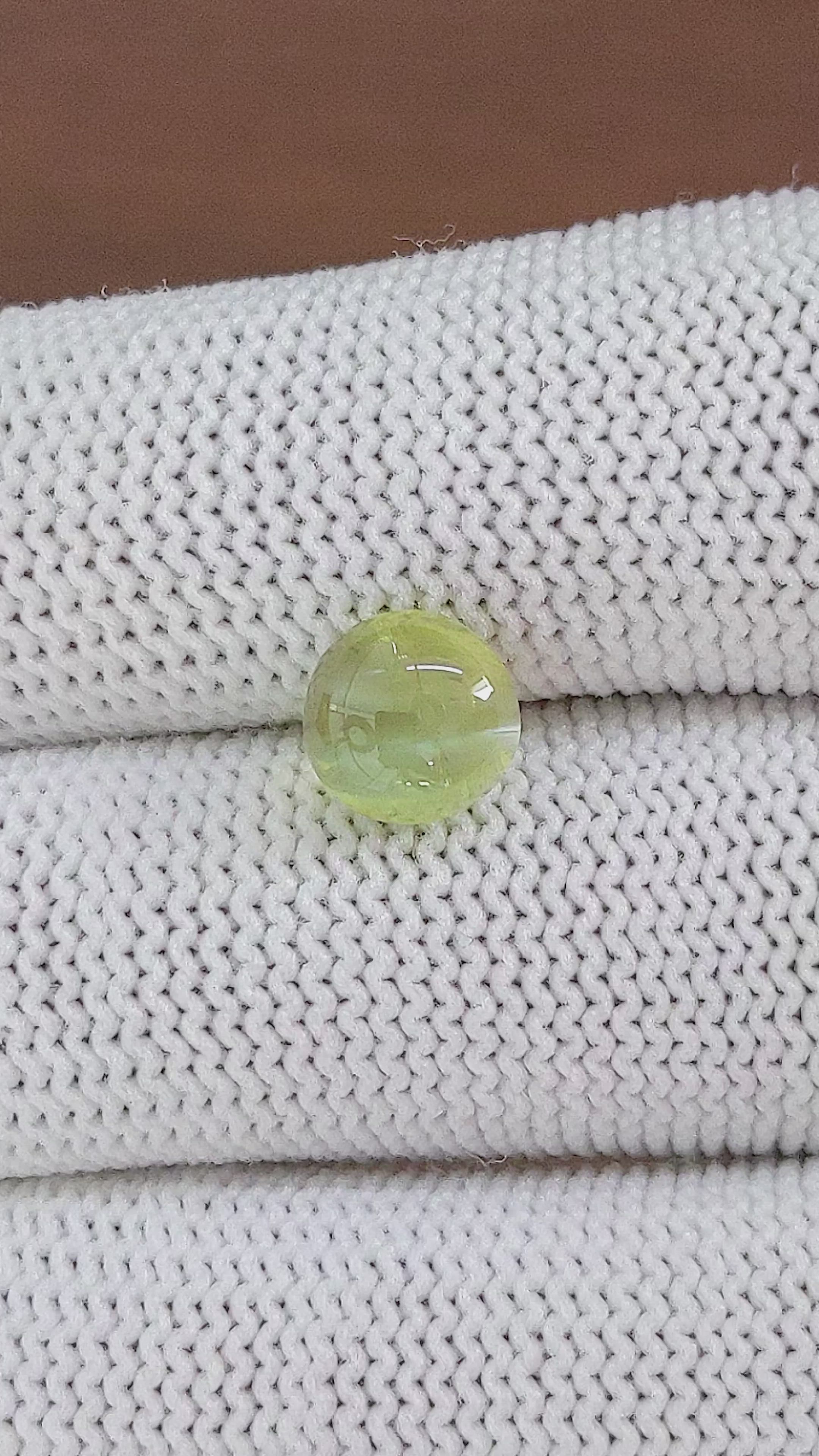 3.01 Ct. Yellowish Green Cabochon Chrysoberyl from Ceylon (Sri Lanka) Size Video