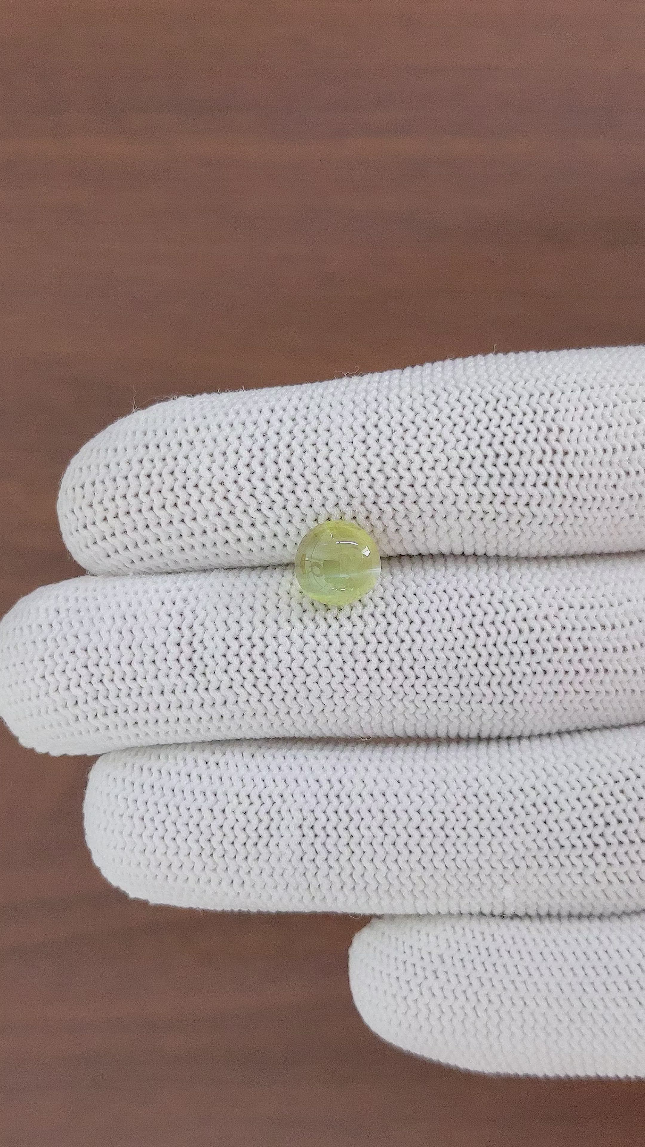3.01 Ct. Yellowish Green Cabochon Chrysoberyl from Ceylon (Sri Lanka) Size Video