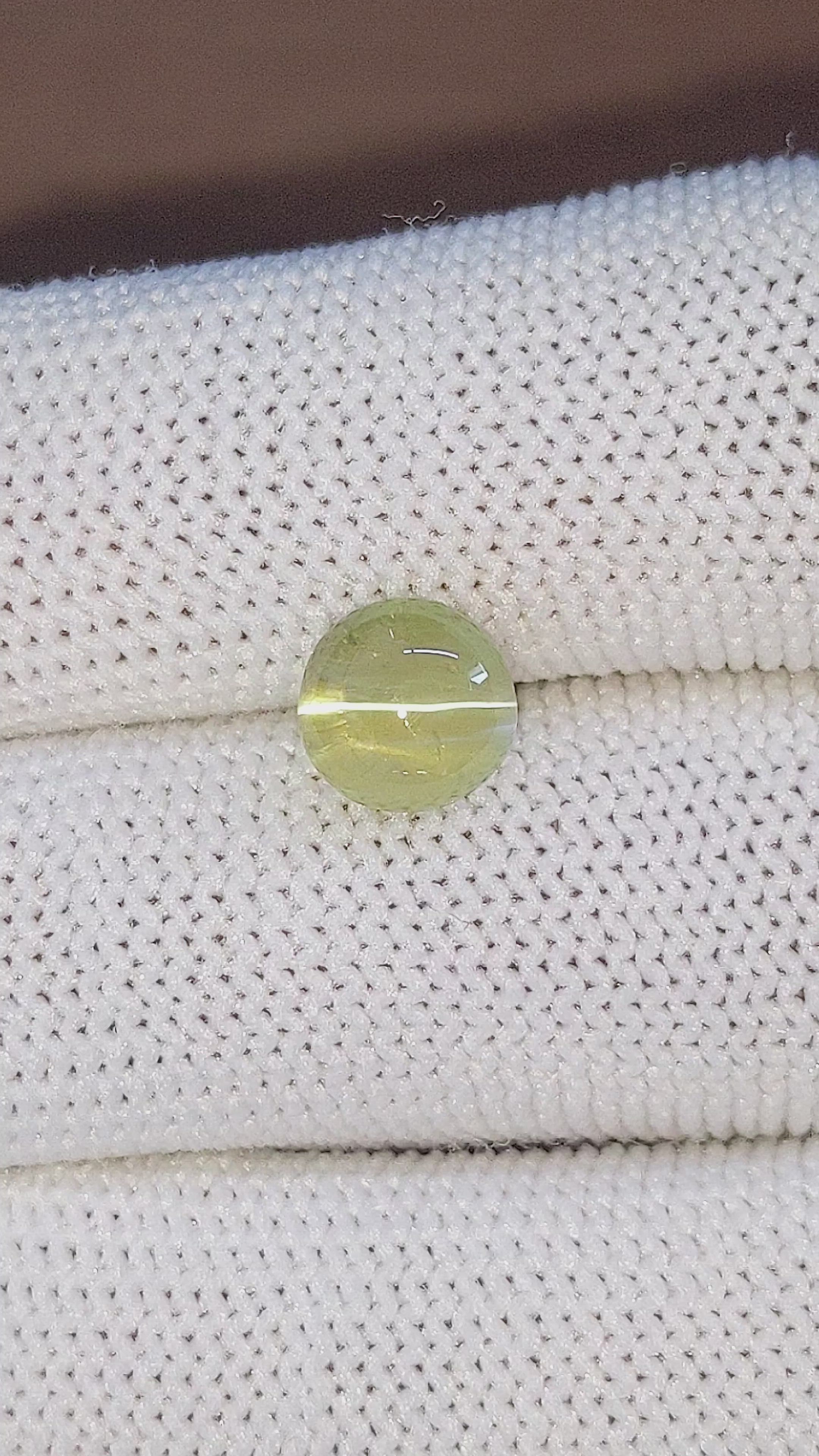 3.01 Ct. Yellowish Green Cabochon Chrysoberyl from Ceylon (Sri Lanka) Size Video