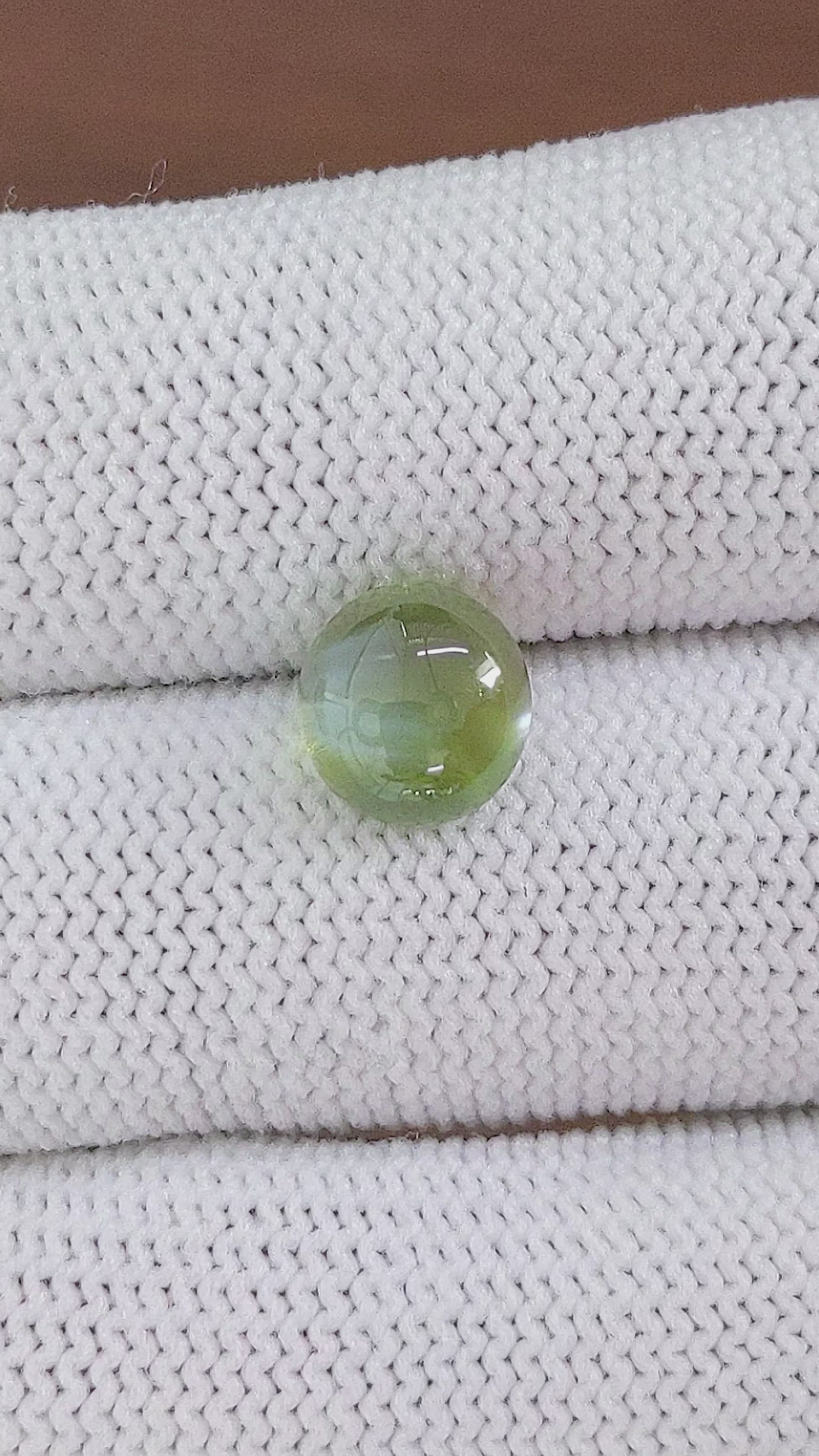 4.01 Ct. Yellowish Green Cabochon Chrysoberyl from Ceylon (Sri Lanka) Size Video