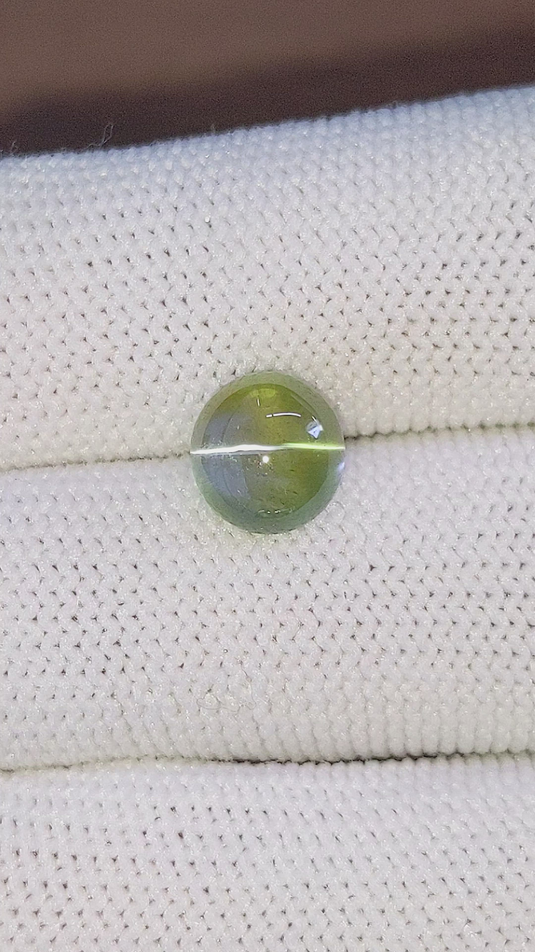4.01 Ct. Yellowish Green Cabochon Chrysoberyl from Ceylon (Sri Lanka) Size Video