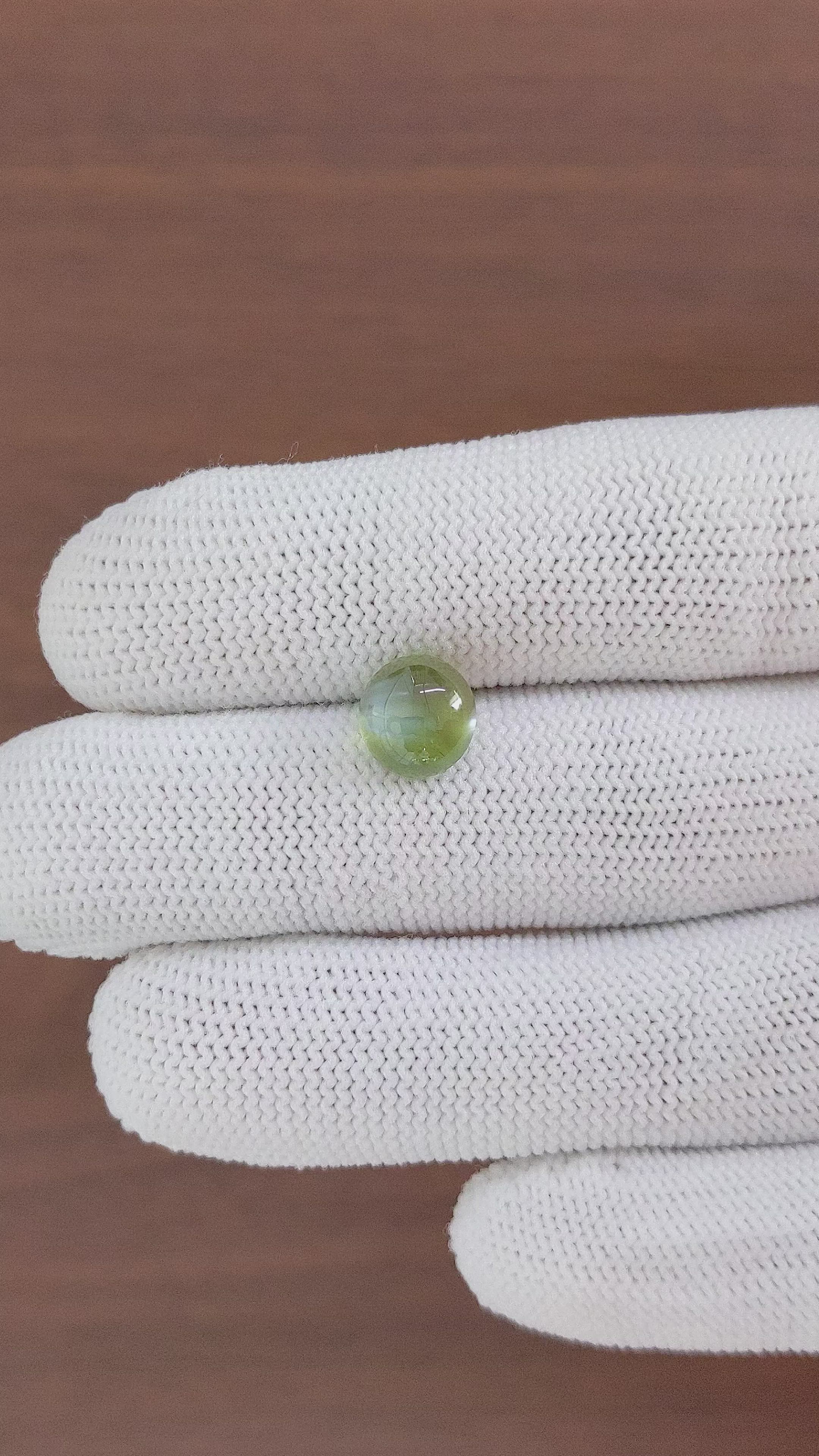 4.01 Ct. Yellowish Green Cabochon Chrysoberyl from Ceylon (Sri Lanka) Size Video