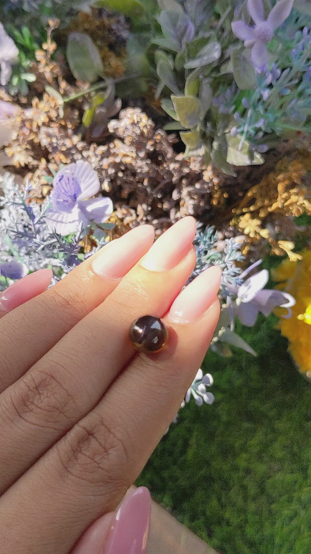 4.62 Ct. Brown Cabochon Chrysoberyl from Ceylon (Sri Lanka) Size Video